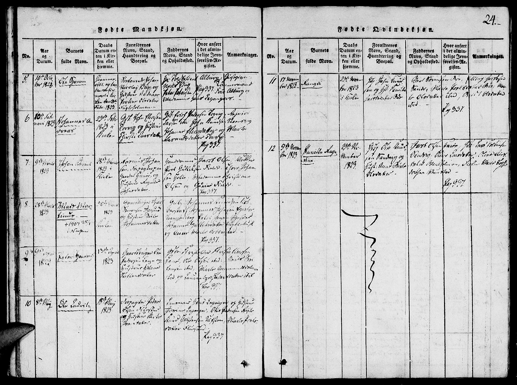 Ministerialprotokoller, klokkerbøker og fødselsregistre - Møre og Romsdal, AV/SAT-A-1454/507/L0069: Parish register (official) no. 507A04, 1816-1841, p. 24