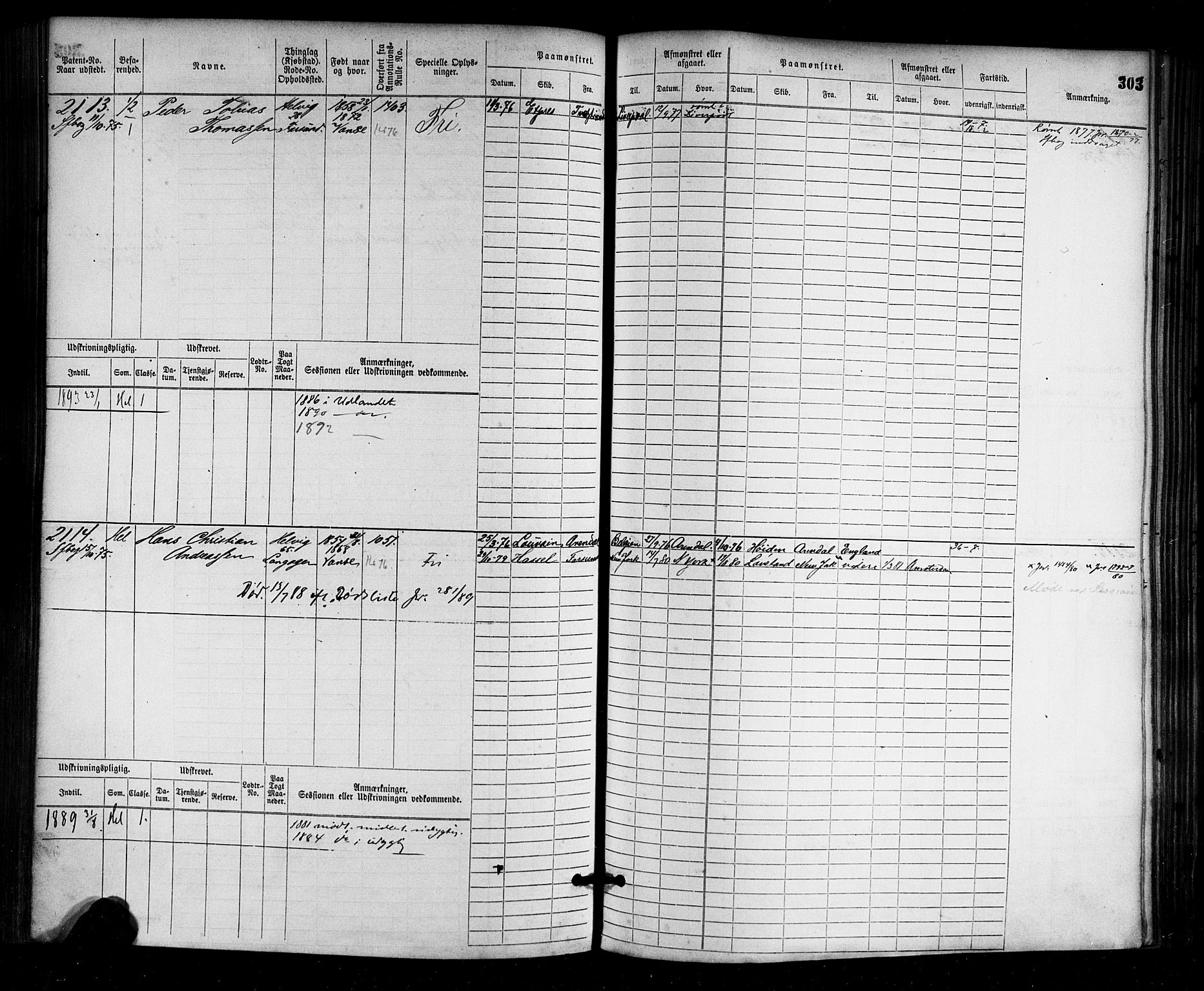 Farsund mønstringskrets, AV/SAK-2031-0017/F/Fb/L0003: Hovedrulle nr 1509-2274, M-6, 1868-1915, p. 309