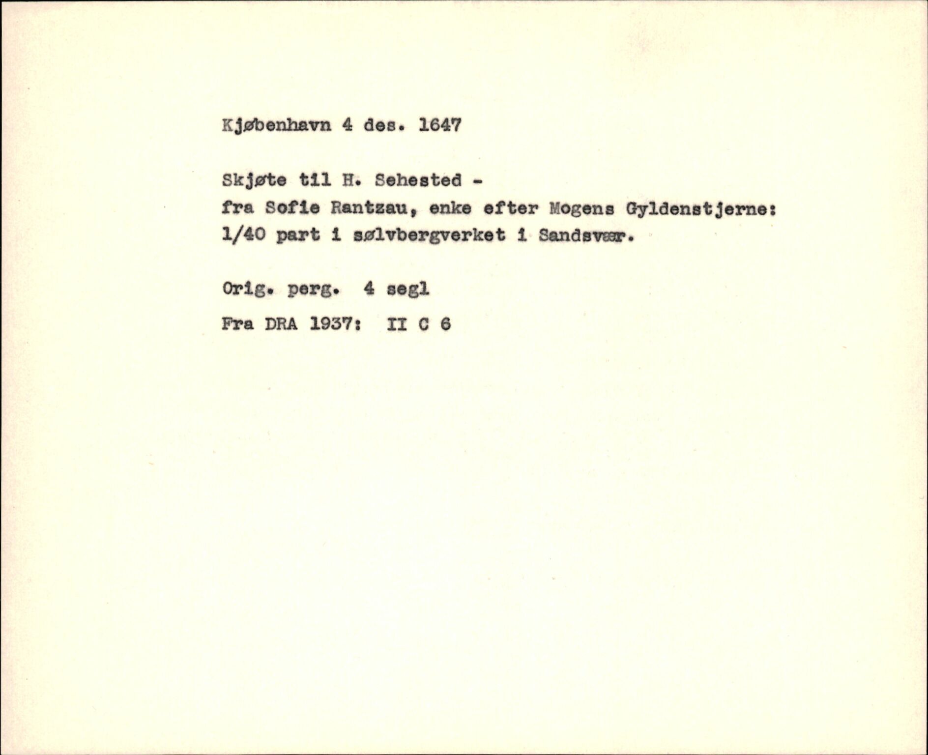 Riksarkivets diplomsamling, AV/RA-EA-5965/F35/F35f/L0002: Regestsedler: Diplomer fra DRA 1937 og 1996, p. 15