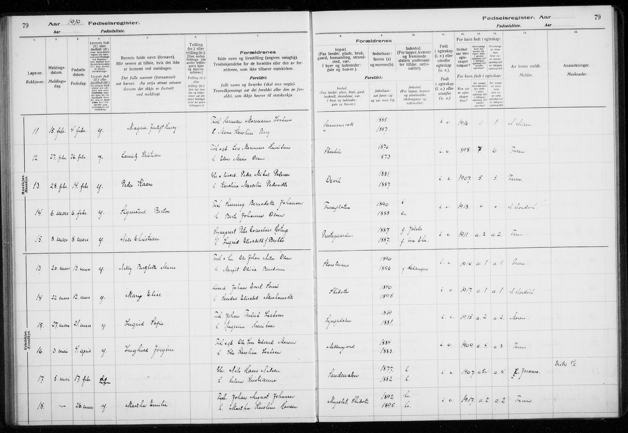 Lyngen sokneprestembete, AV/SATØ-S-1289/I/Ia/L0075: Birth register no. 75, 1916-1924, p. 79