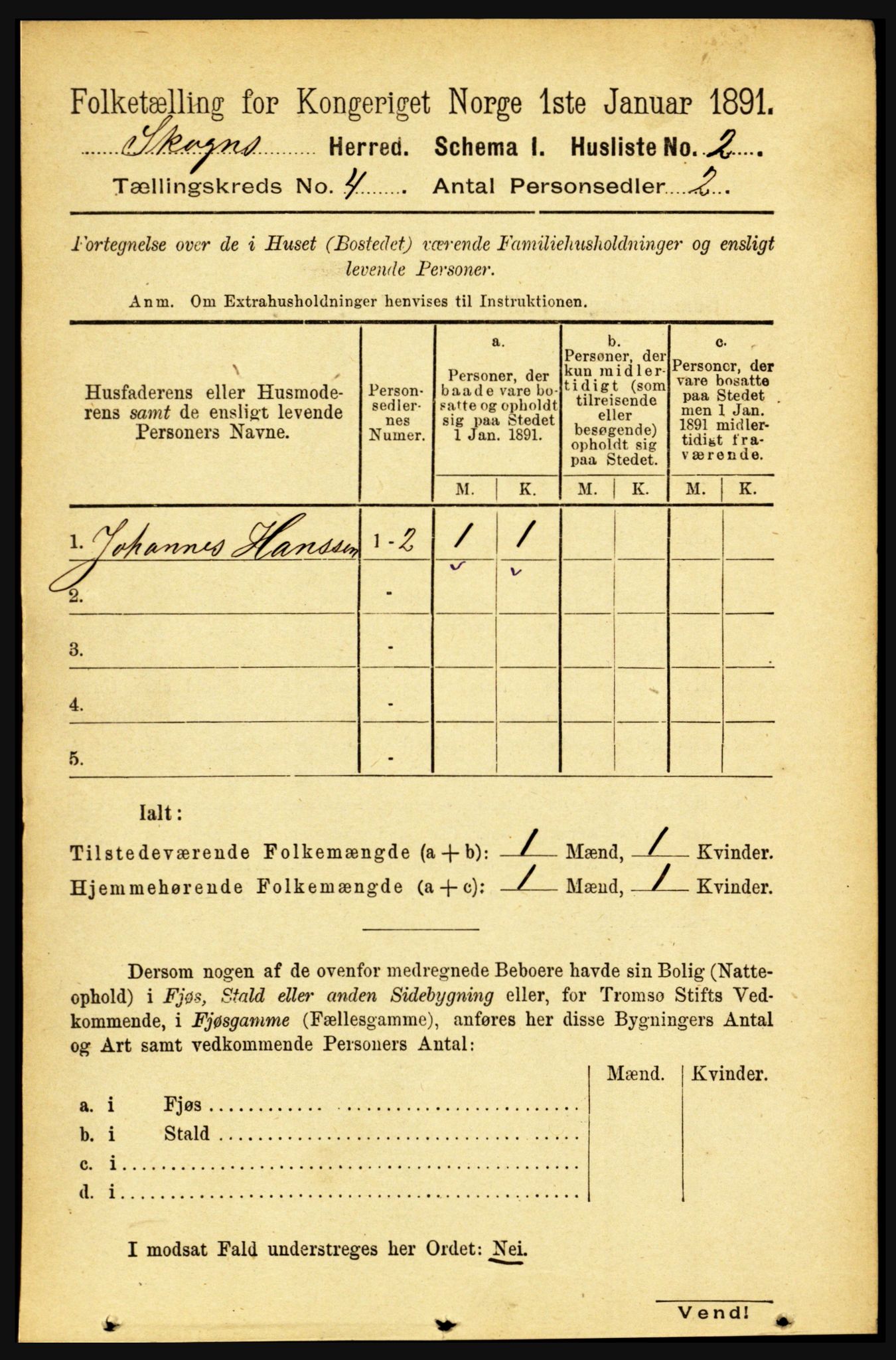 RA, 1891 census for 1719 Skogn, 1891, p. 2269