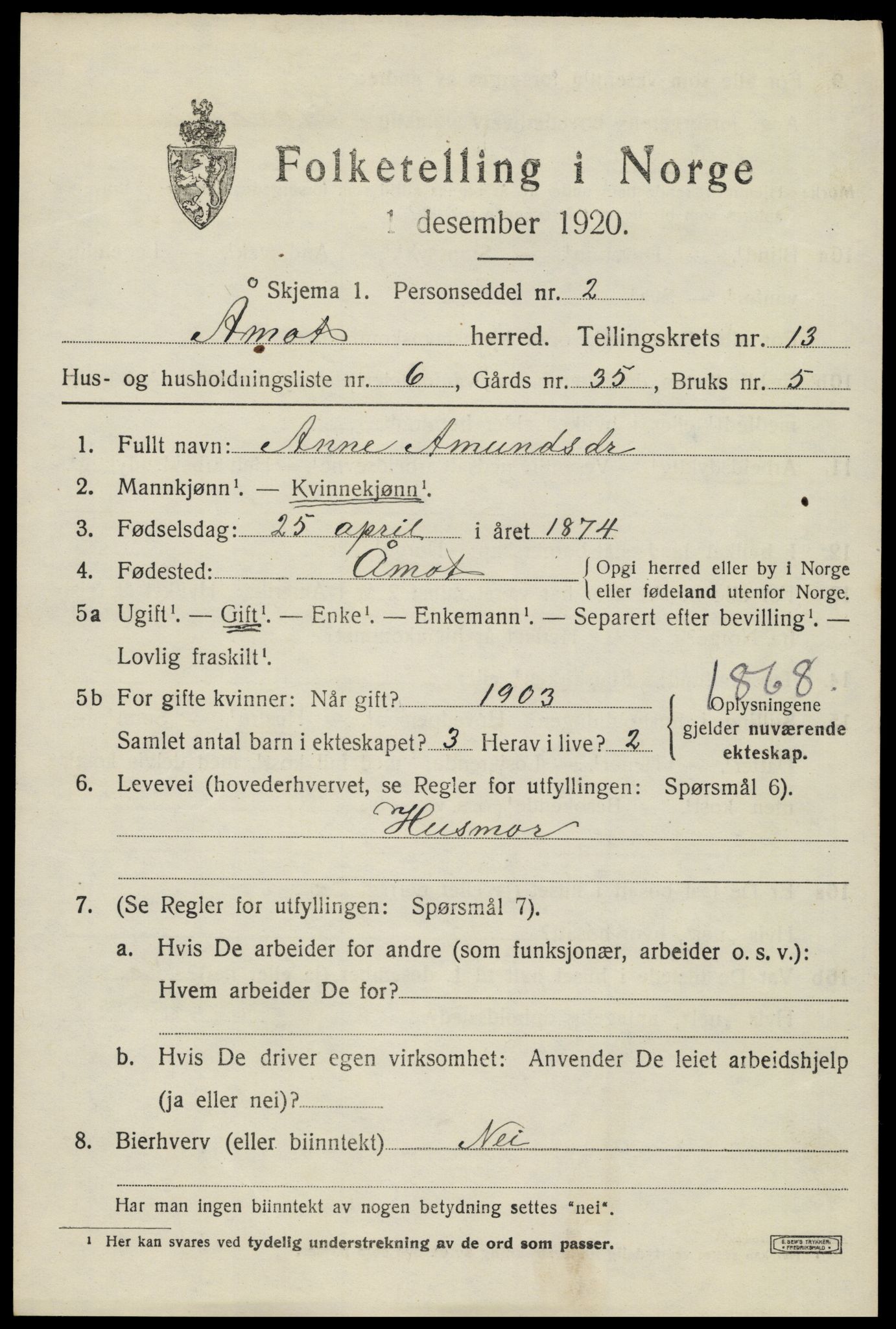 SAH, 1920 census for Åmot, 1920, p. 10775