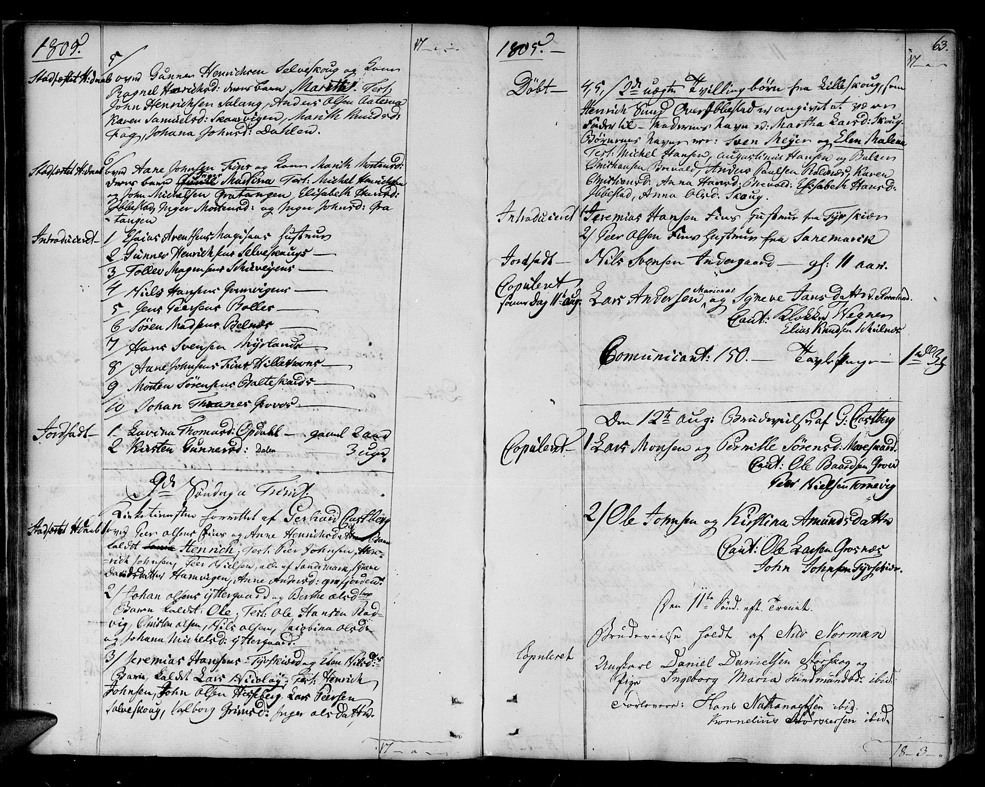 Ibestad sokneprestembete, SATØ/S-0077/H/Ha/Haa/L0004kirke: Parish register (official) no. 4, 1801-1824, p. 63