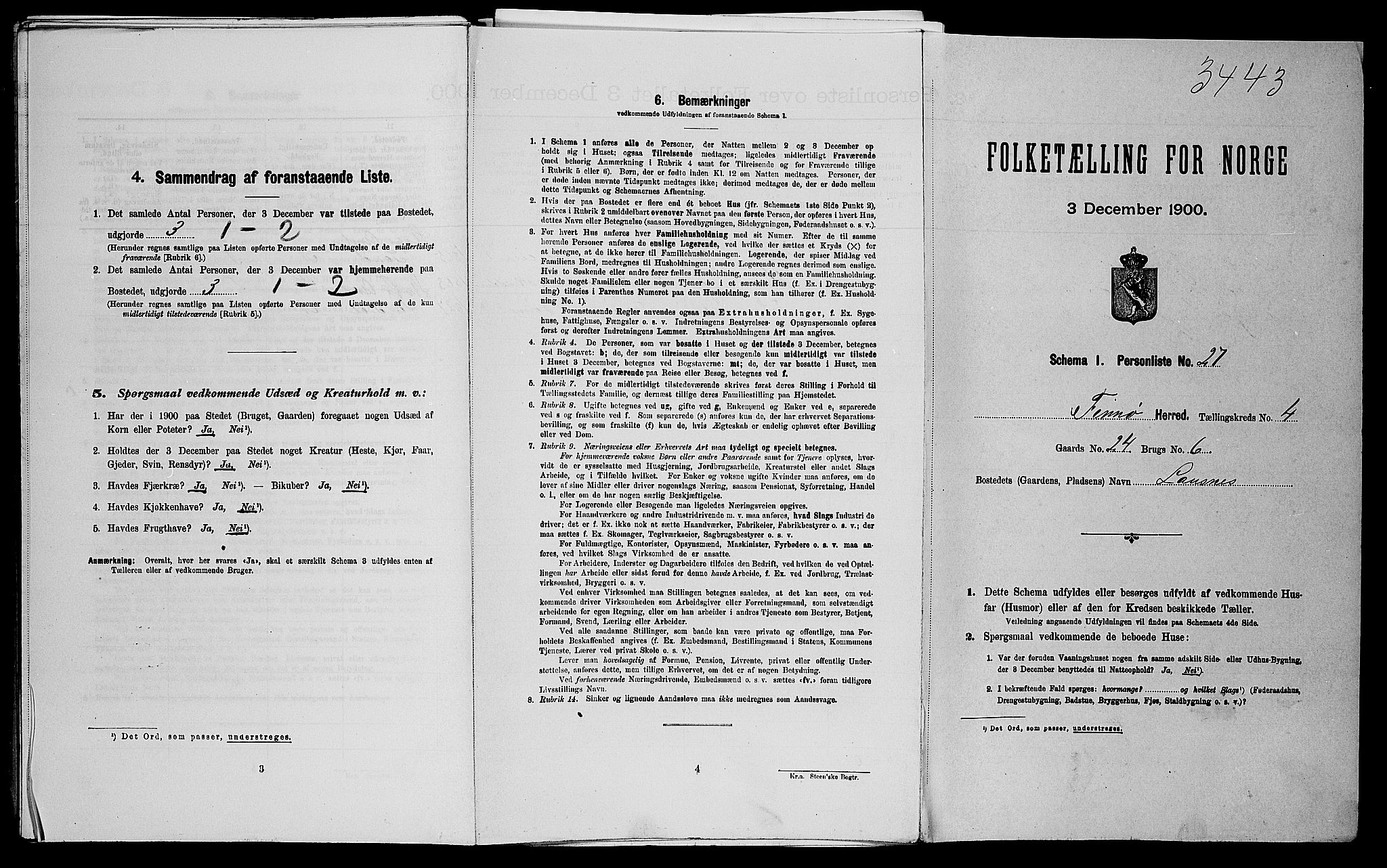 SAST, 1900 census for Finnøy, 1900, p. 333