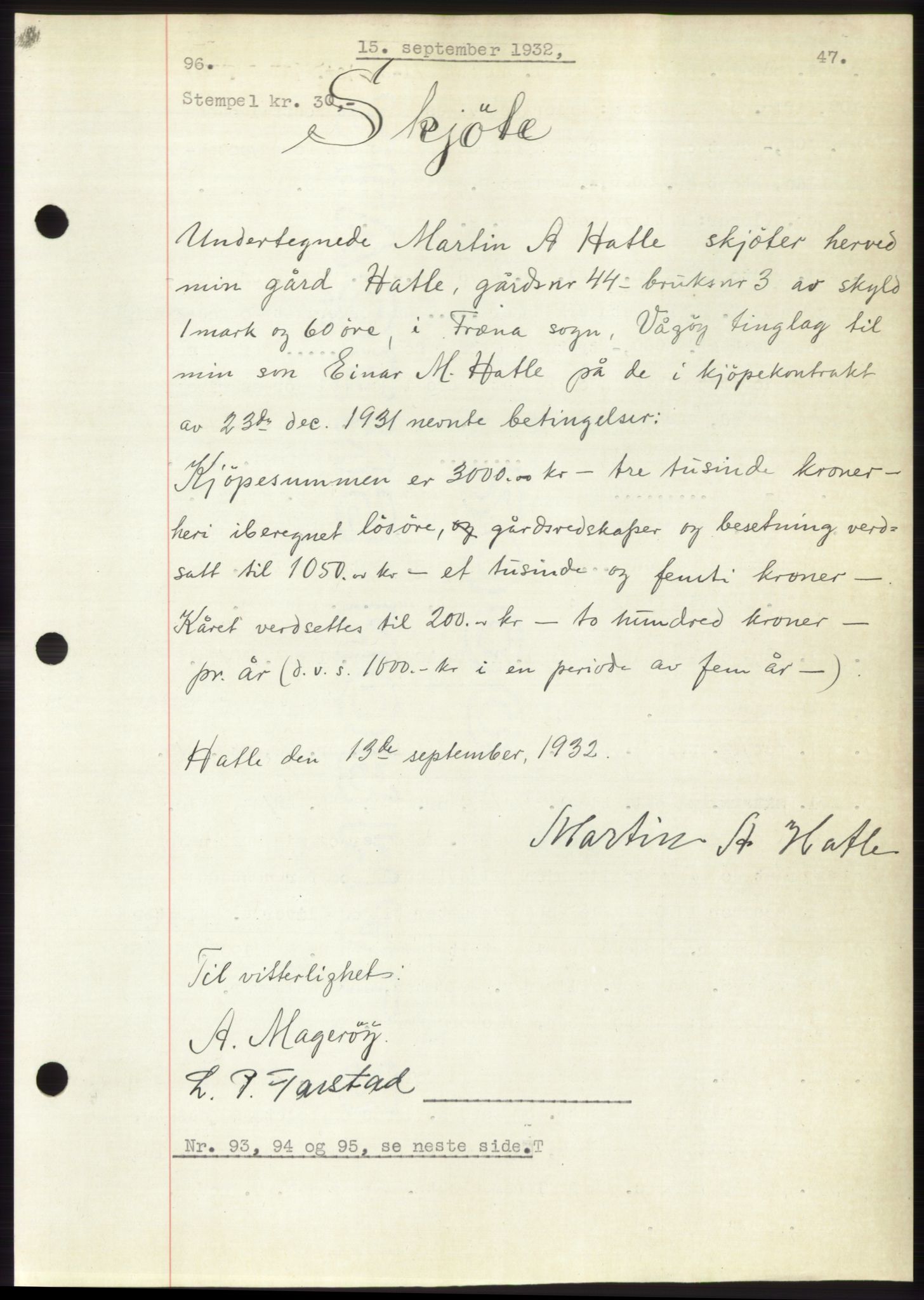 Romsdal sorenskriveri, AV/SAT-A-4149/1/2/2C/L0062: Mortgage book no. 56, 1932-1933, Deed date: 15.09.1932