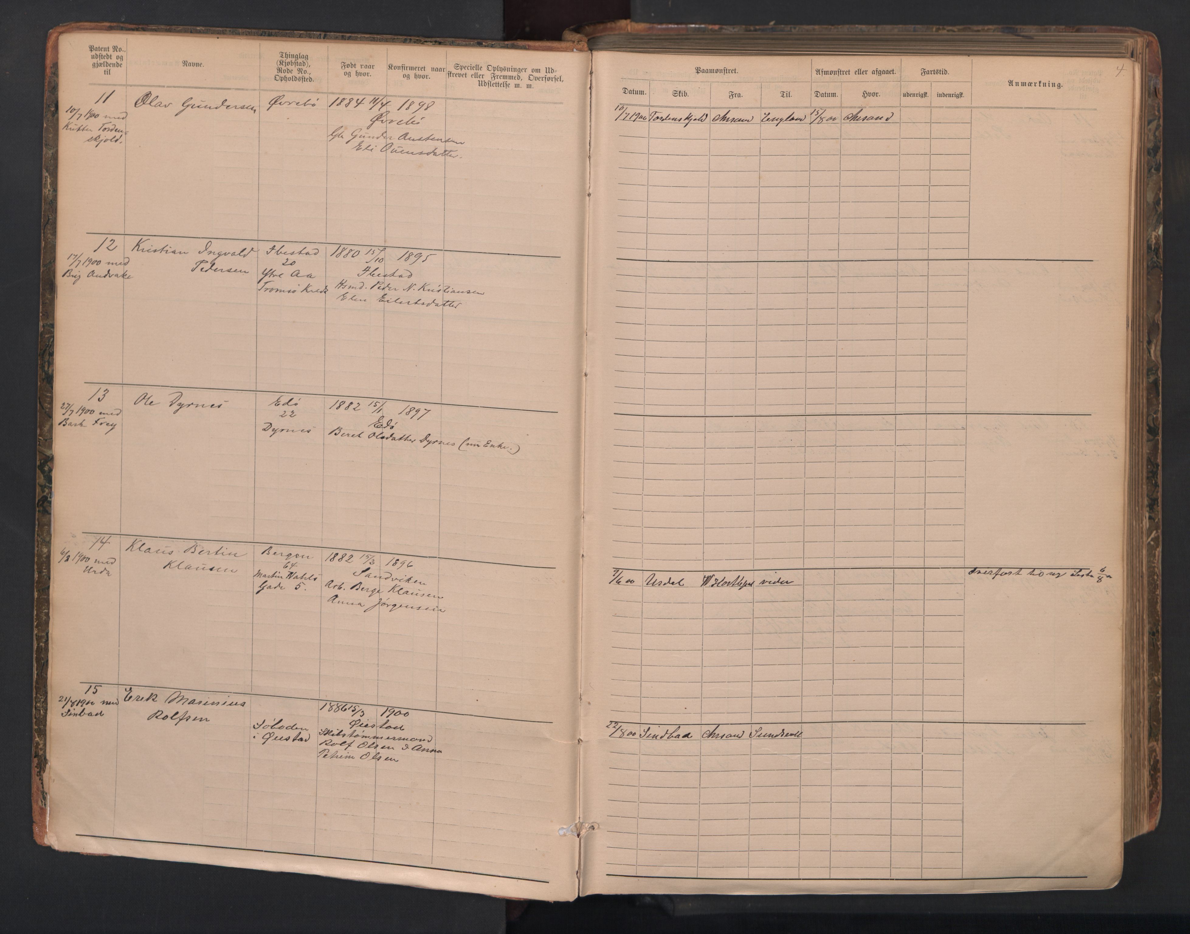 Kristiansand mønstringskrets, AV/SAK-2031-0015/F/Fa/L0009: Annotasjonsrulle over patenter, I-7, 1900-1942, p. 5