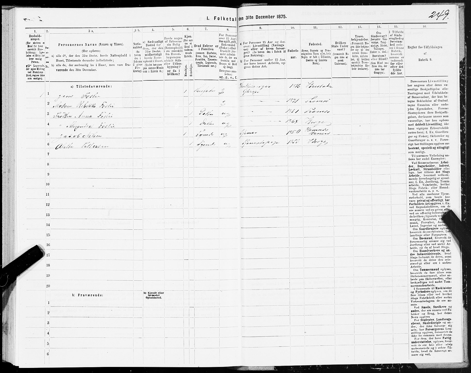 SAT, 1875 census for 1862P Borge, 1875, p. 2249