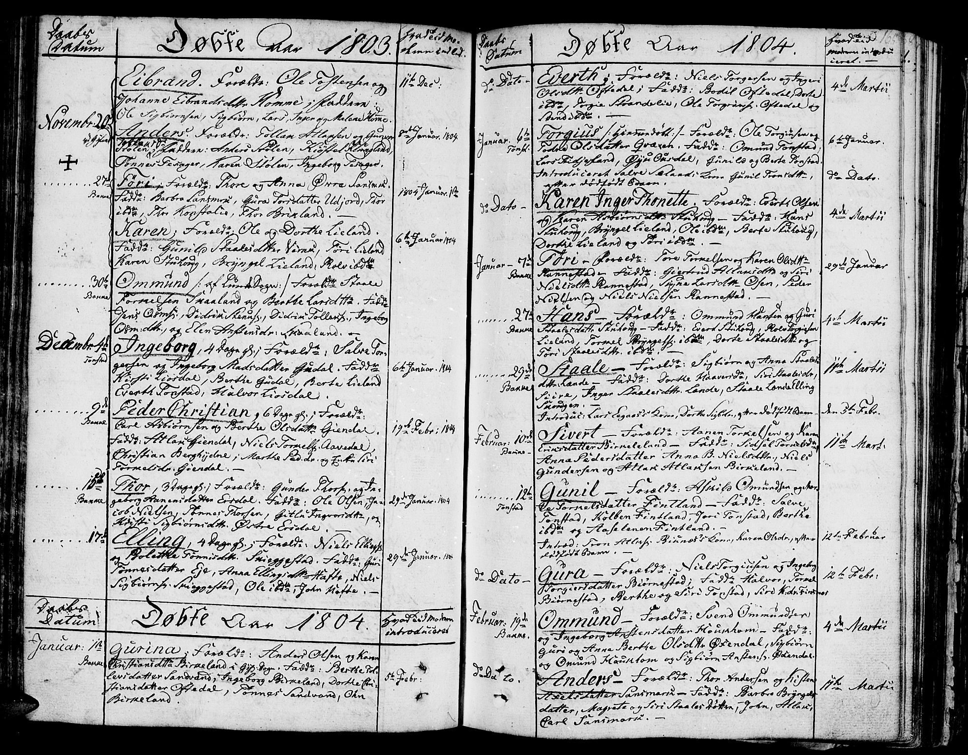 Bakke sokneprestkontor, SAK/1111-0002/F/Fa/Faa/L0002: Parish register (official) no. A 2, 1780-1816, p. 165