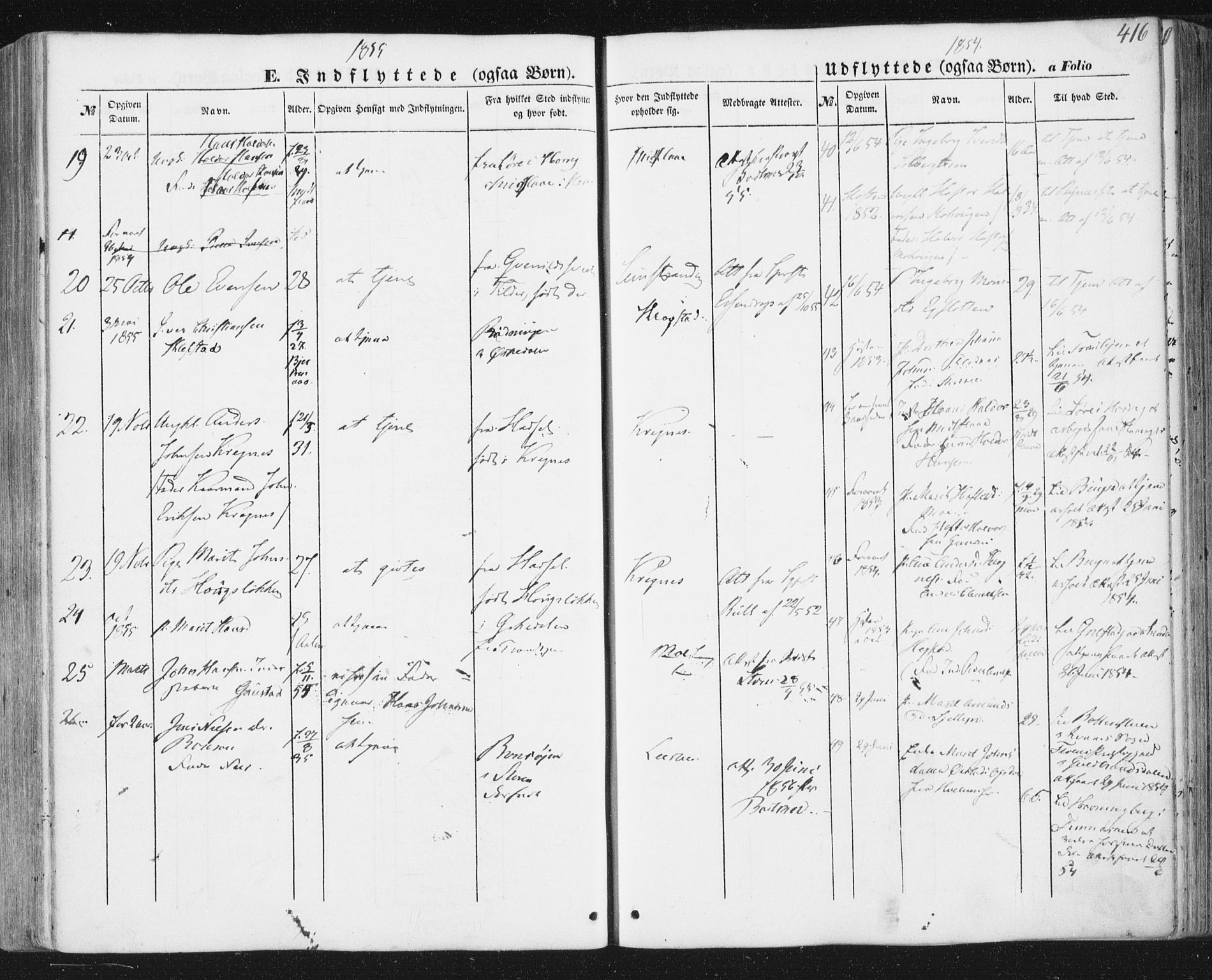Ministerialprotokoller, klokkerbøker og fødselsregistre - Sør-Trøndelag, SAT/A-1456/691/L1076: Parish register (official) no. 691A08, 1852-1861, p. 416