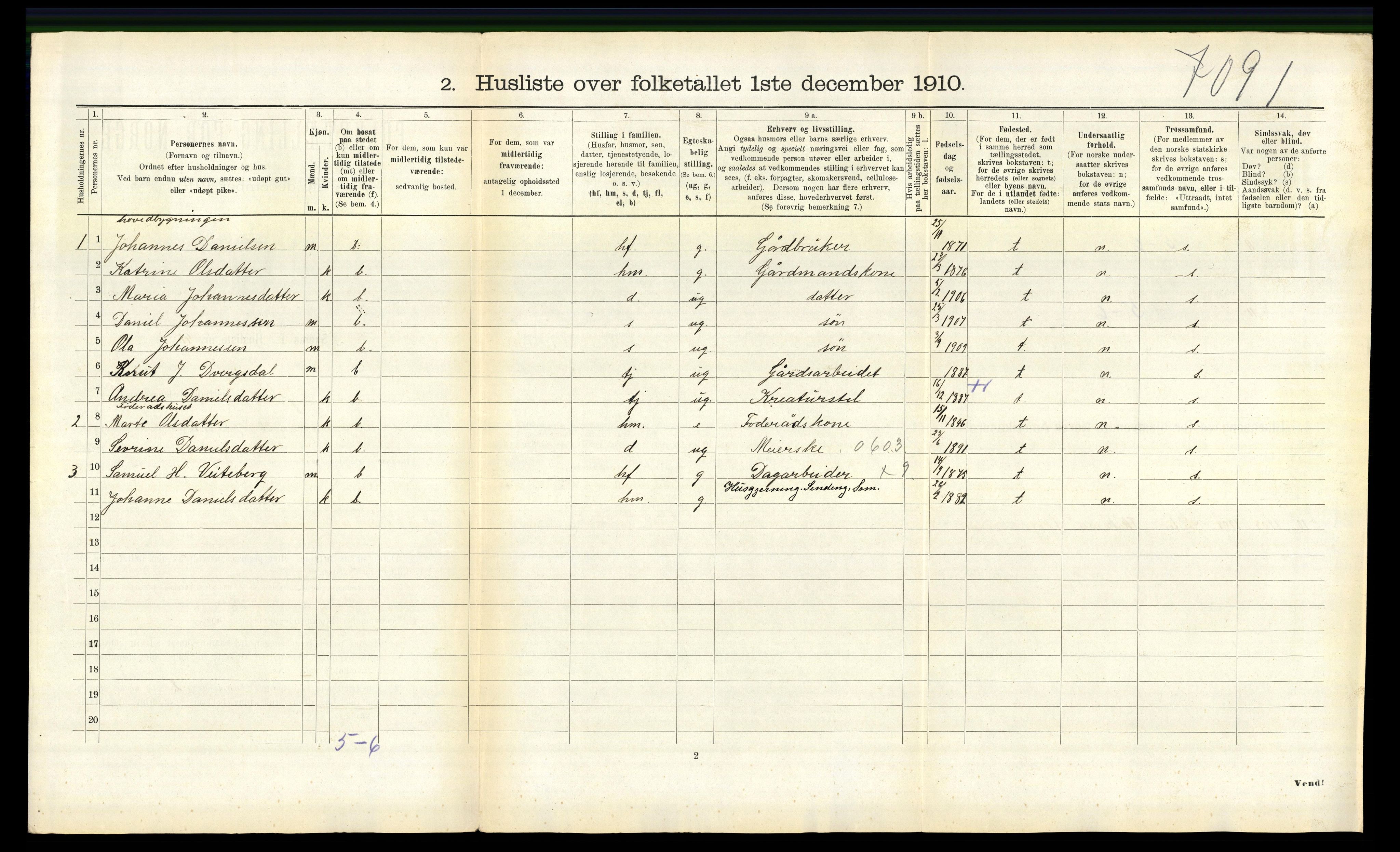 RA, 1910 census for Jølster, 1910, p. 287