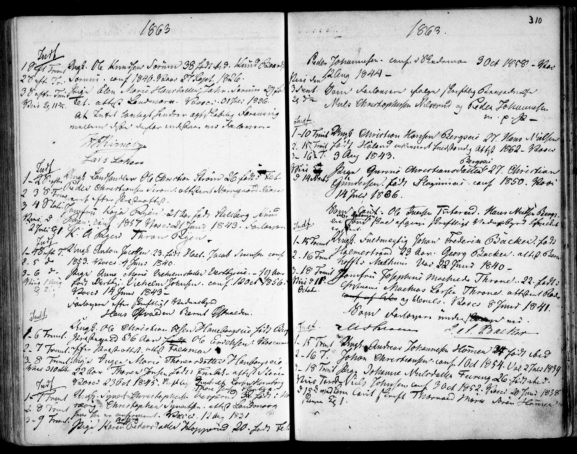 Skedsmo prestekontor Kirkebøker, SAO/A-10033a/F/Fa/L0010: Parish register (official) no. I 10, 1854-1865, p. 310