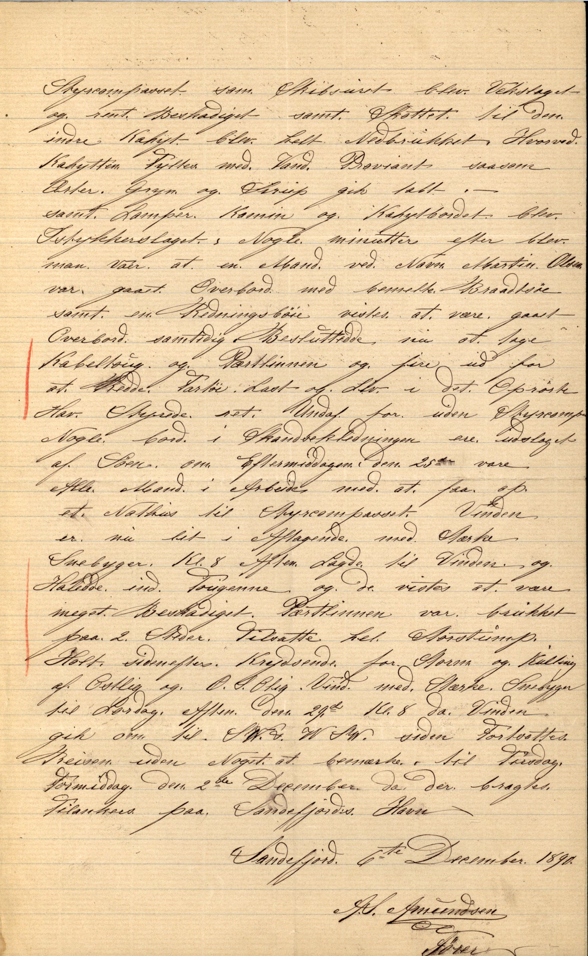 Pa 63 - Østlandske skibsassuranceforening, VEMU/A-1079/G/Ga/L0026/0007: Havaridokumenter / Arctic, Biskop Brun, Agnese, Annie, Alma, Bertha Rød, 1890, p. 10