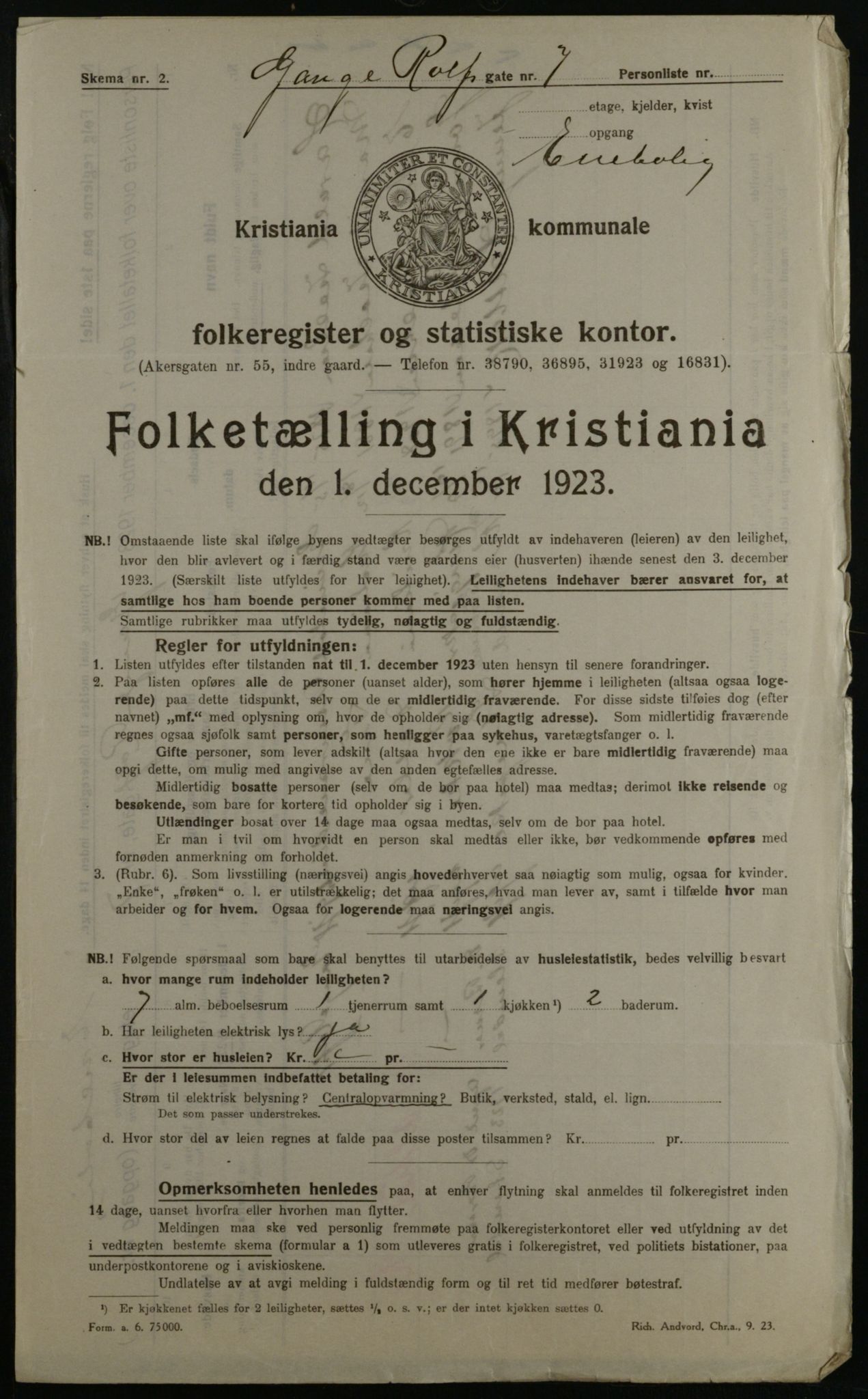 OBA, Municipal Census 1923 for Kristiania, 1923, p. 32330