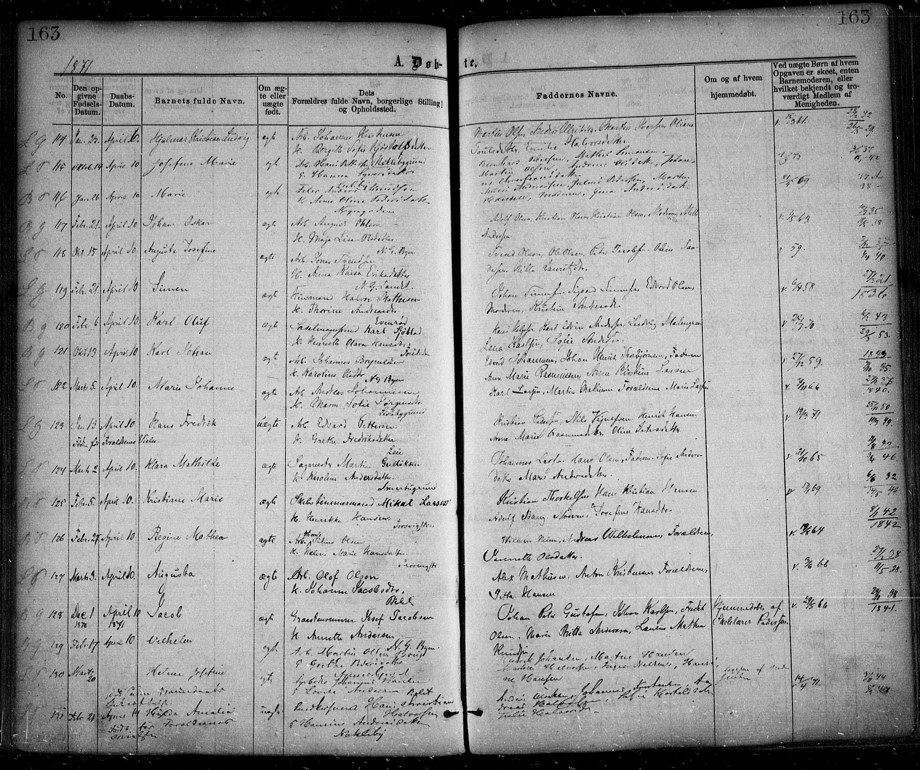 Glemmen prestekontor Kirkebøker, SAO/A-10908/F/Fa/L0008: Parish register (official) no. 8, 1862-1871, p. 163