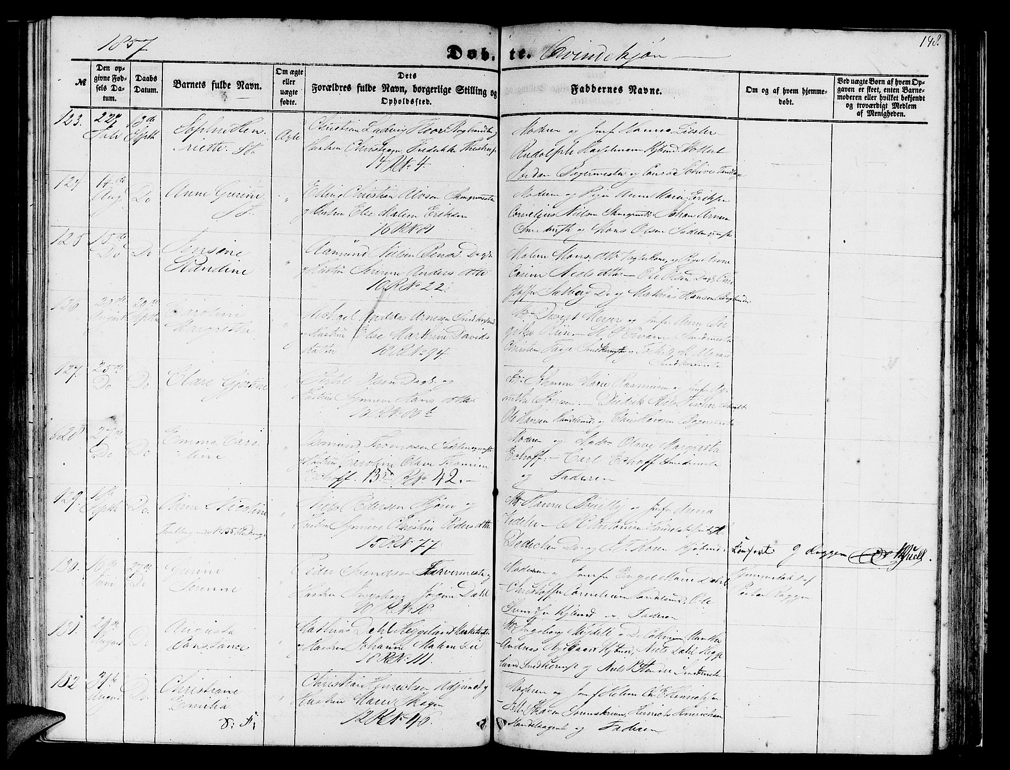 Domkirken sokneprestembete, AV/SAB-A-74801/H/Hab/L0011: Parish register (copy) no. B 4, 1856-1862, p. 148