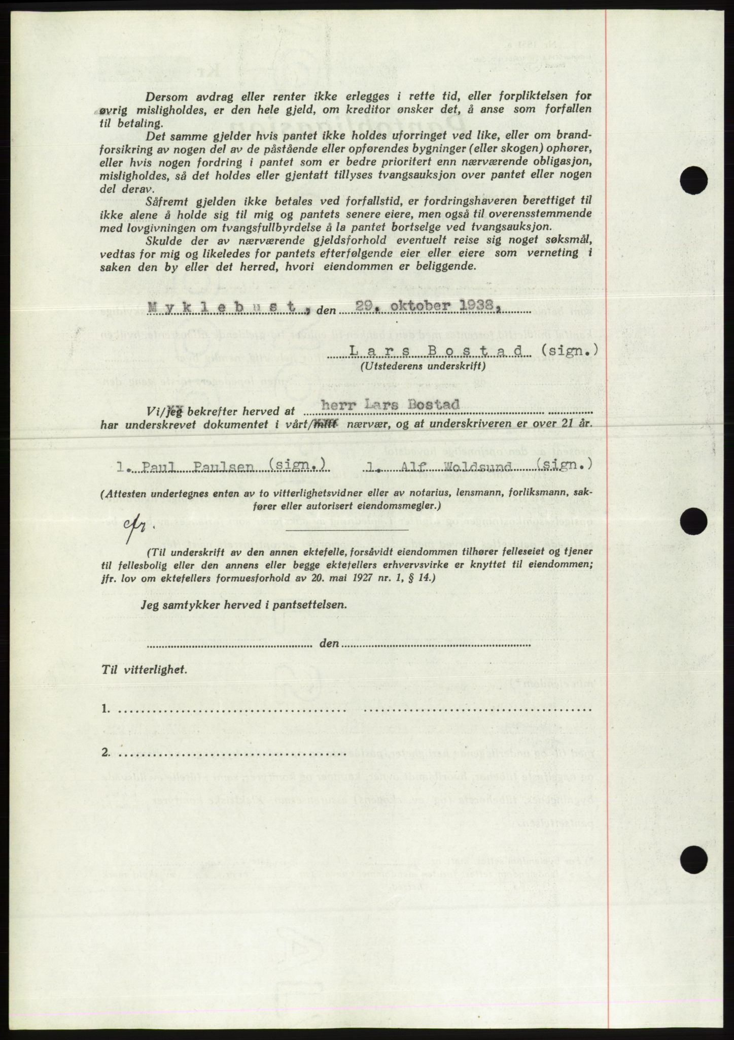 Søre Sunnmøre sorenskriveri, AV/SAT-A-4122/1/2/2C/L0066: Mortgage book no. 60, 1938-1938, Diary no: : 1612/1938