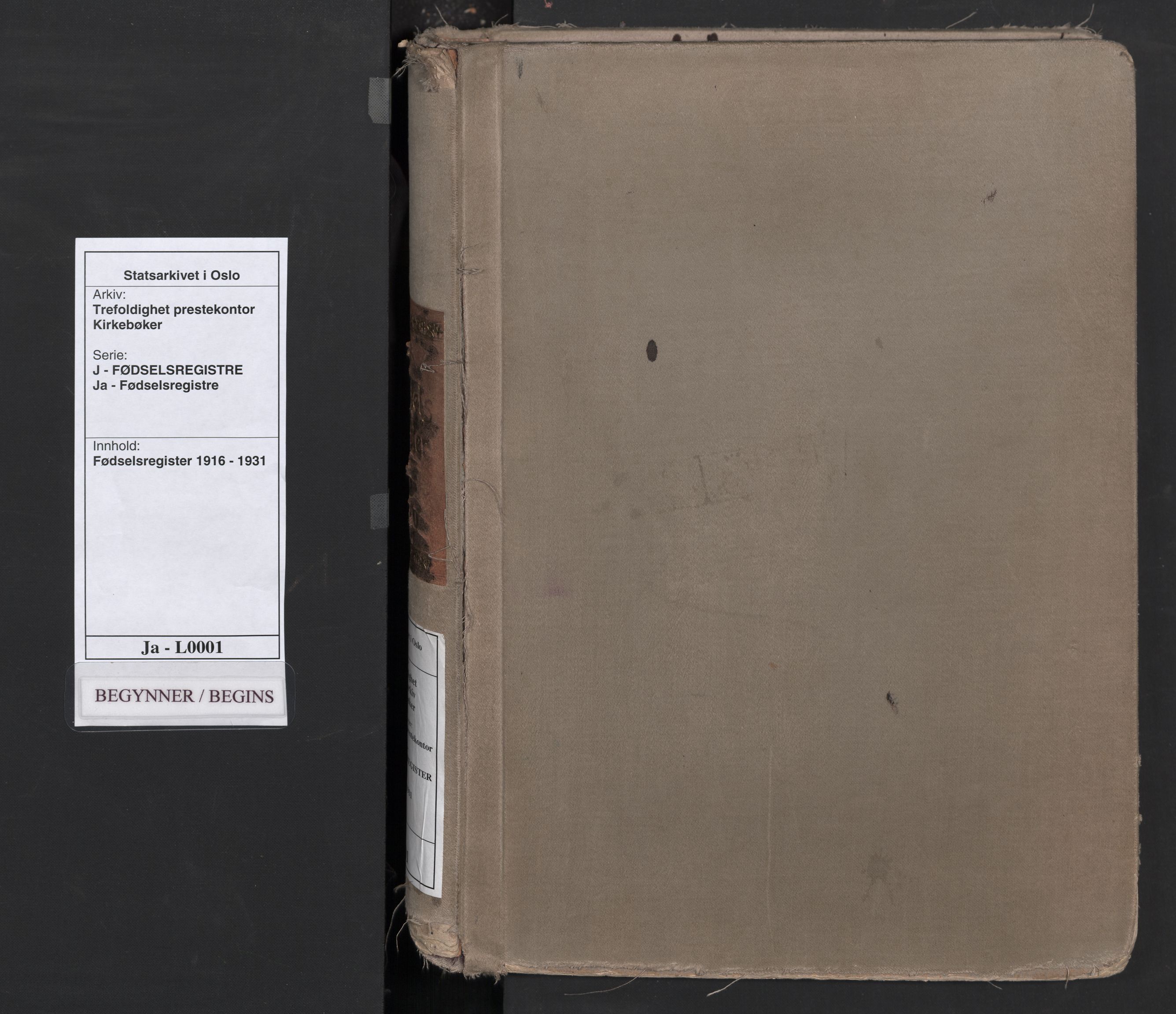 Trefoldighet prestekontor Kirkebøker, SAO/A-10882/J/Ja/L0001: Birth register no. 1, 1916-1931