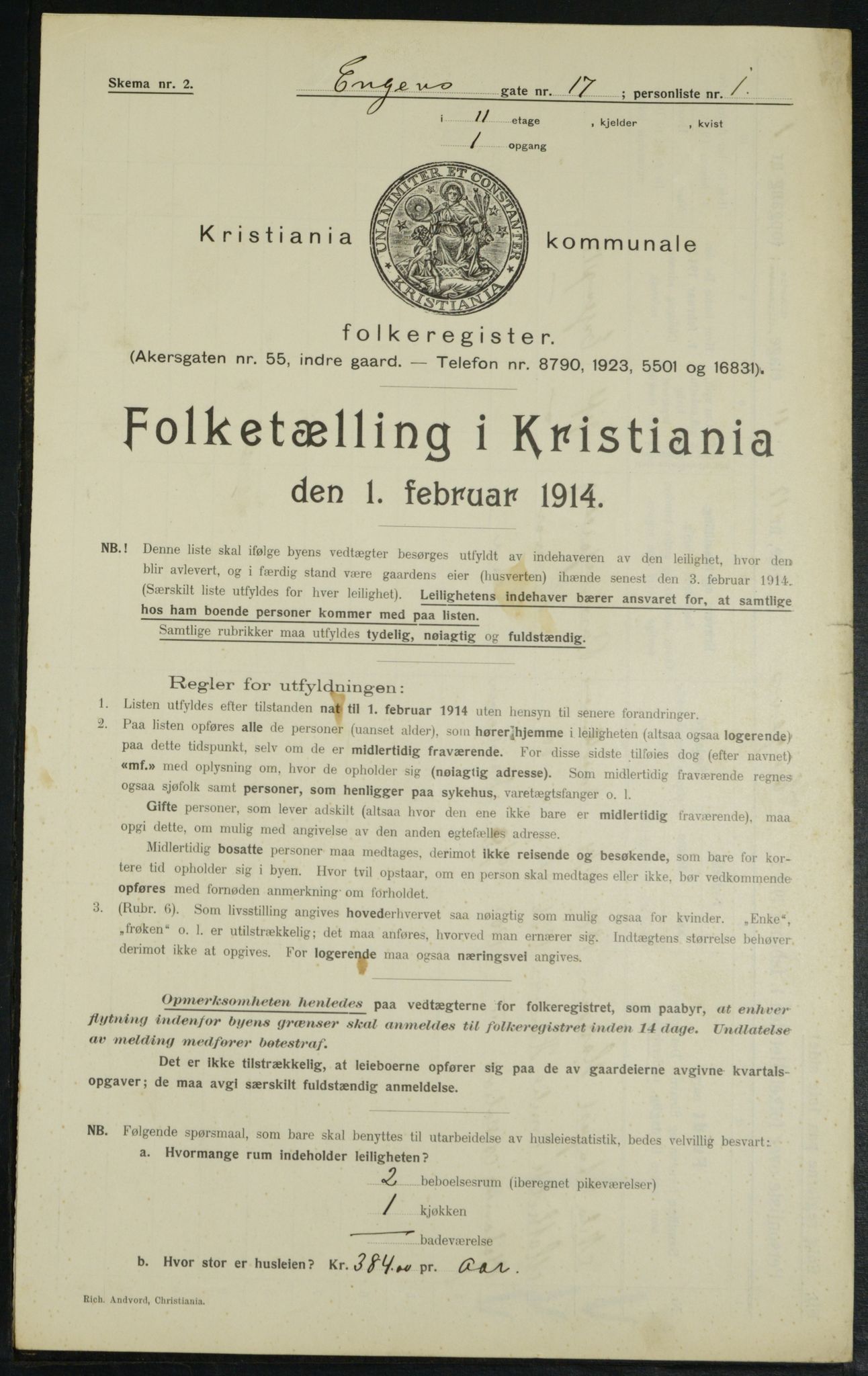 OBA, Municipal Census 1914 for Kristiania, 1914, p. 22087