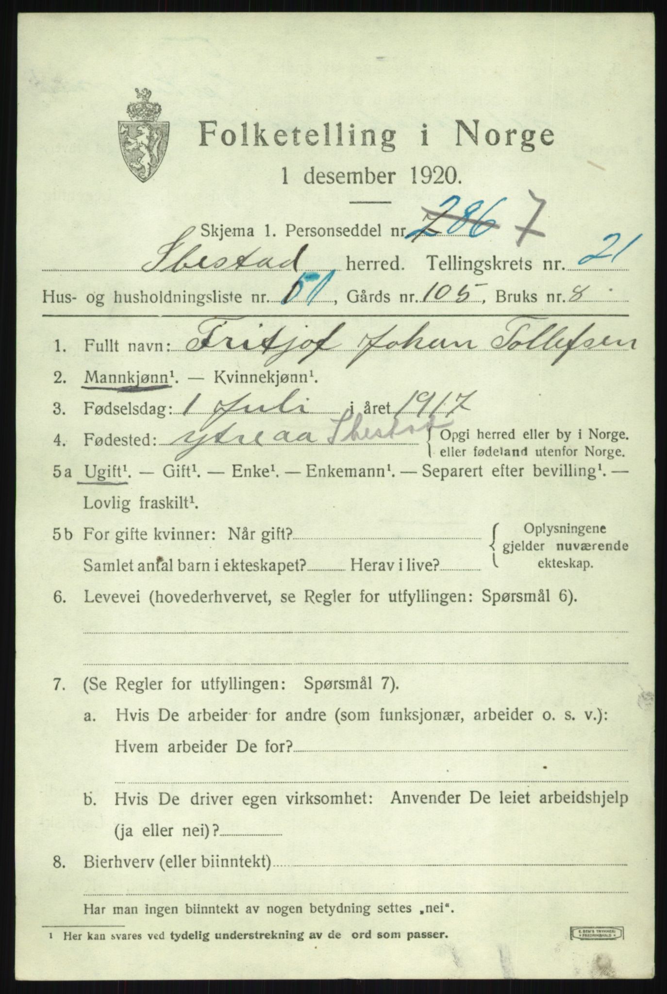 SATØ, 1920 census for Ibestad, 1920, p. 12366