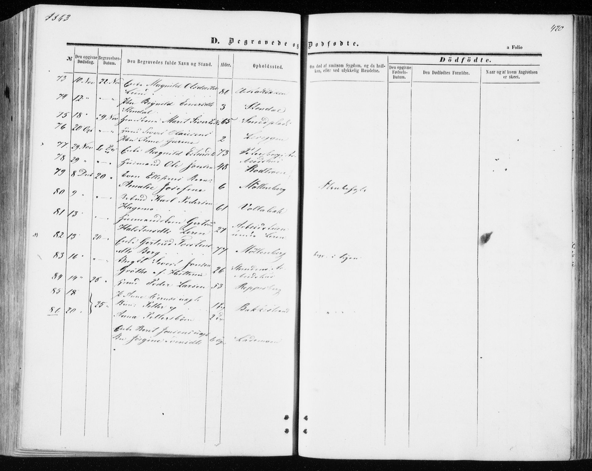 Ministerialprotokoller, klokkerbøker og fødselsregistre - Sør-Trøndelag, SAT/A-1456/606/L0292: Parish register (official) no. 606A07, 1856-1865, p. 420