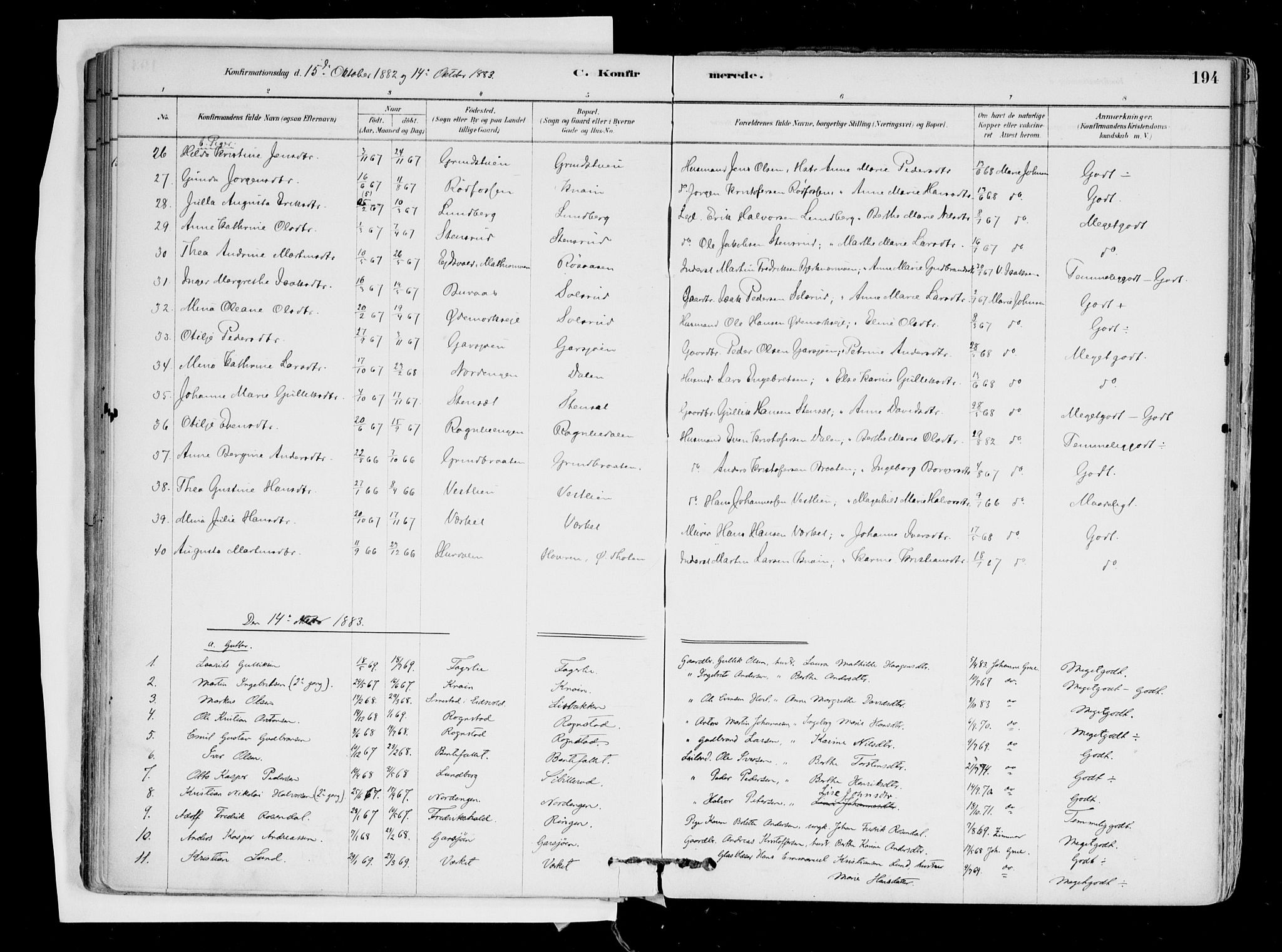 Hurdal prestekontor Kirkebøker, SAO/A-10889/F/Fa/L0007: Parish register (official) no. I 7, 1878-1906, p. 194