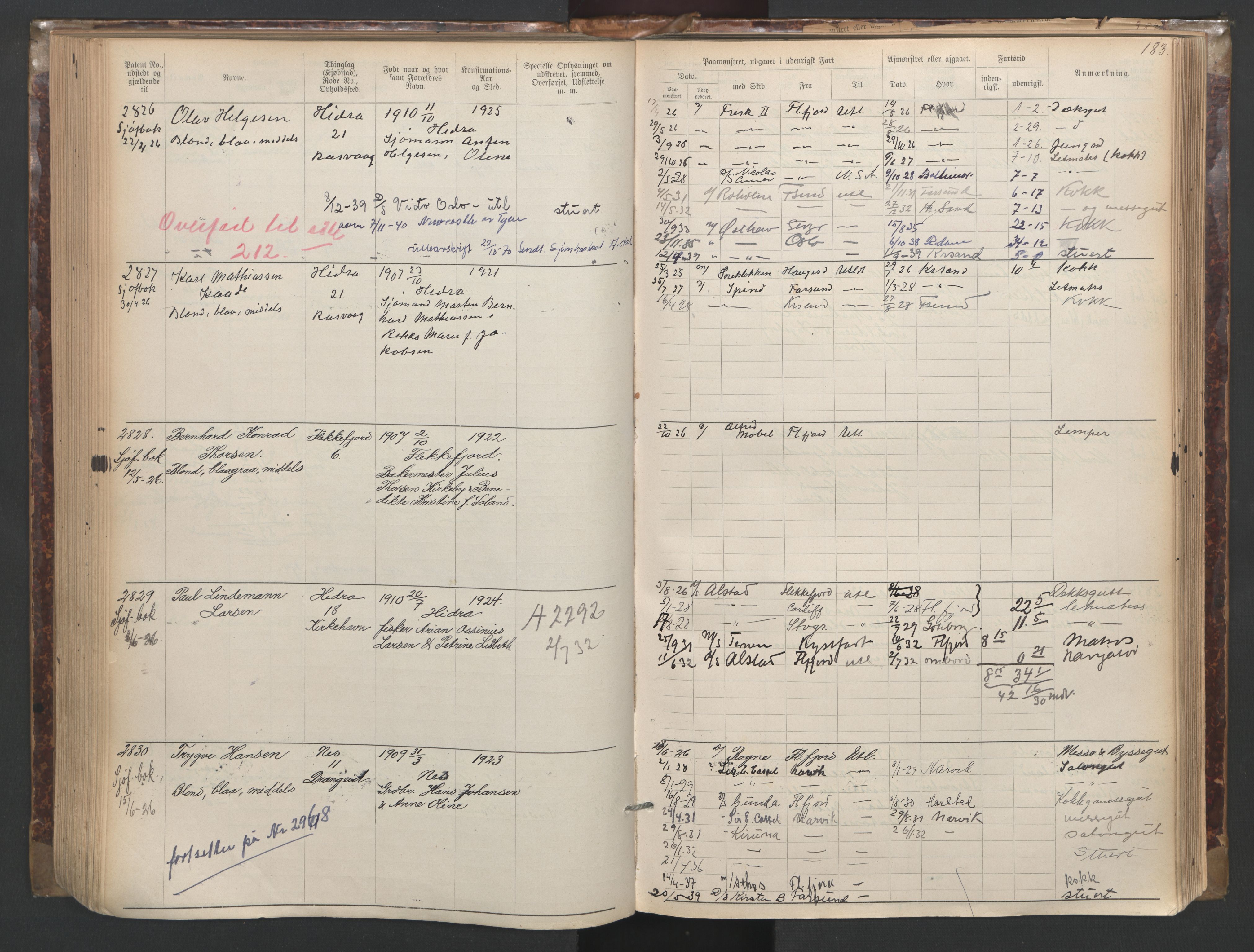 Flekkefjord mønstringskrets, AV/SAK-2031-0018/F/Fa/L0003: Annotasjonsrulle nr 1921-2963 med register, N-3, 1892-1948, p. 215