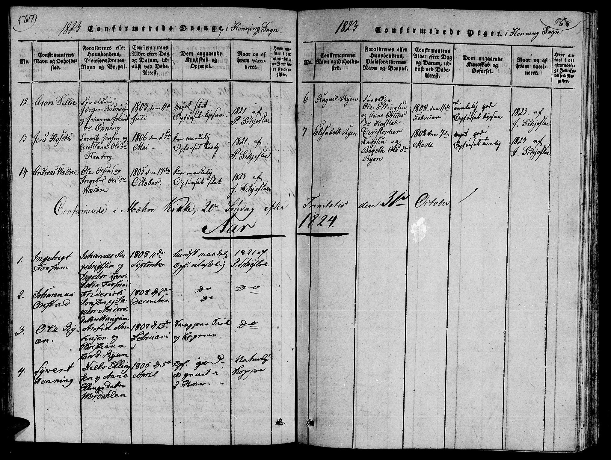 Ministerialprotokoller, klokkerbøker og fødselsregistre - Nord-Trøndelag, SAT/A-1458/735/L0333: Parish register (official) no. 735A04 /3, 1816-1825, p. 567-568