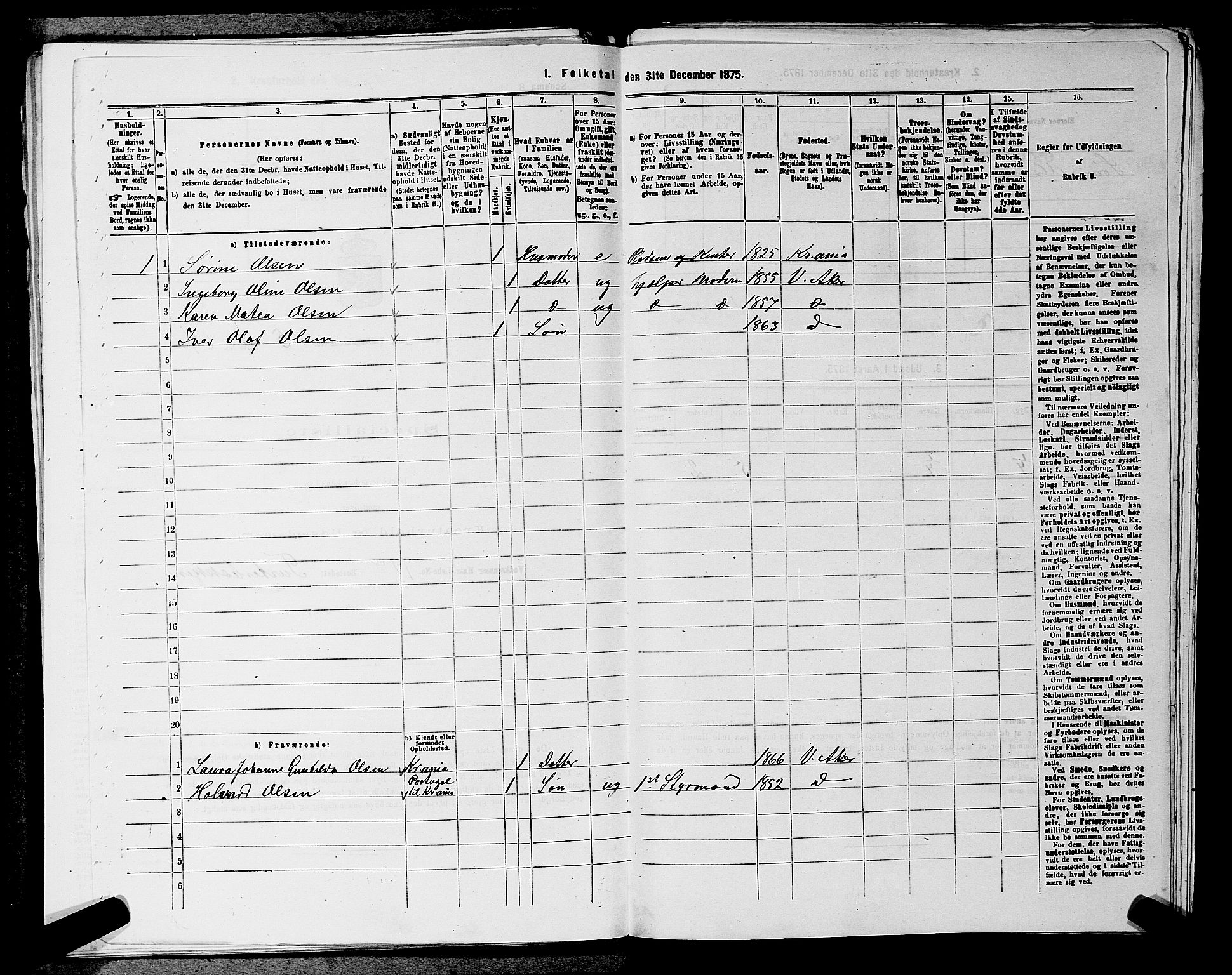 RA, 1875 census for 0218aP Vestre Aker, 1875, p. 942