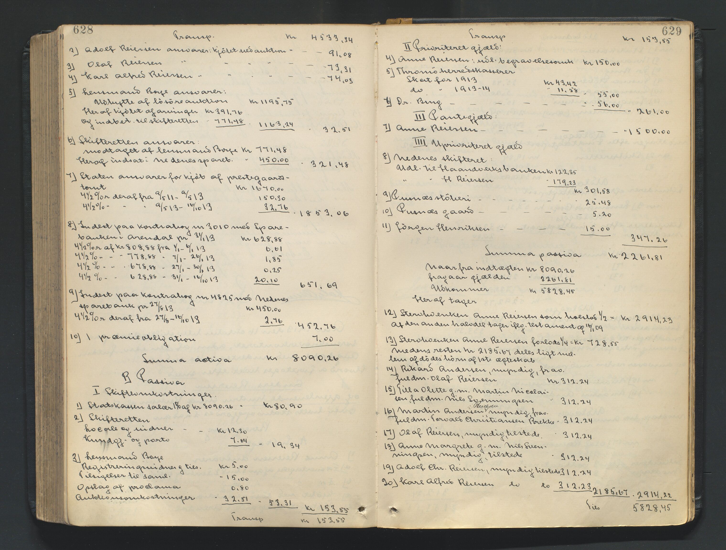 Nedenes sorenskriveri, AV/SAK-1221-0006/H/Hc/L0020: Skifteutlodningsprotokoll nr 6 med register, 1904-1913, p. 628-629