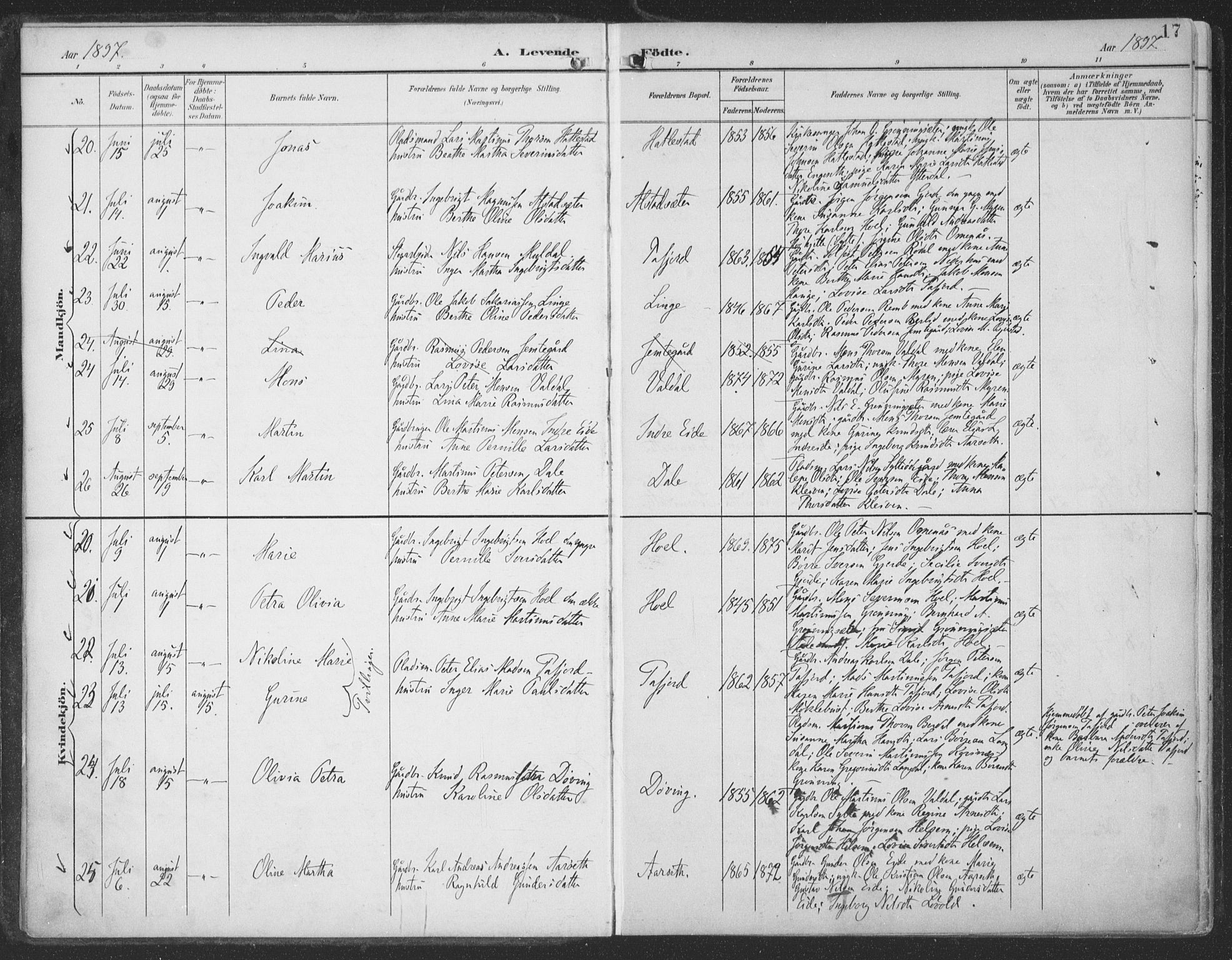 Ministerialprotokoller, klokkerbøker og fødselsregistre - Møre og Romsdal, AV/SAT-A-1454/519/L0256: Parish register (official) no. 519A15, 1895-1912, p. 17