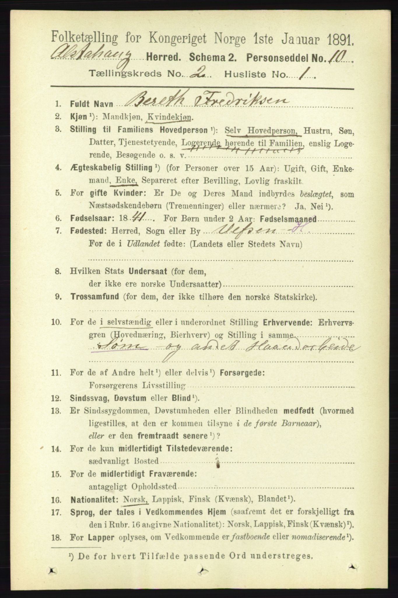 RA, 1891 census for 1820 Alstahaug, 1891, p. 510