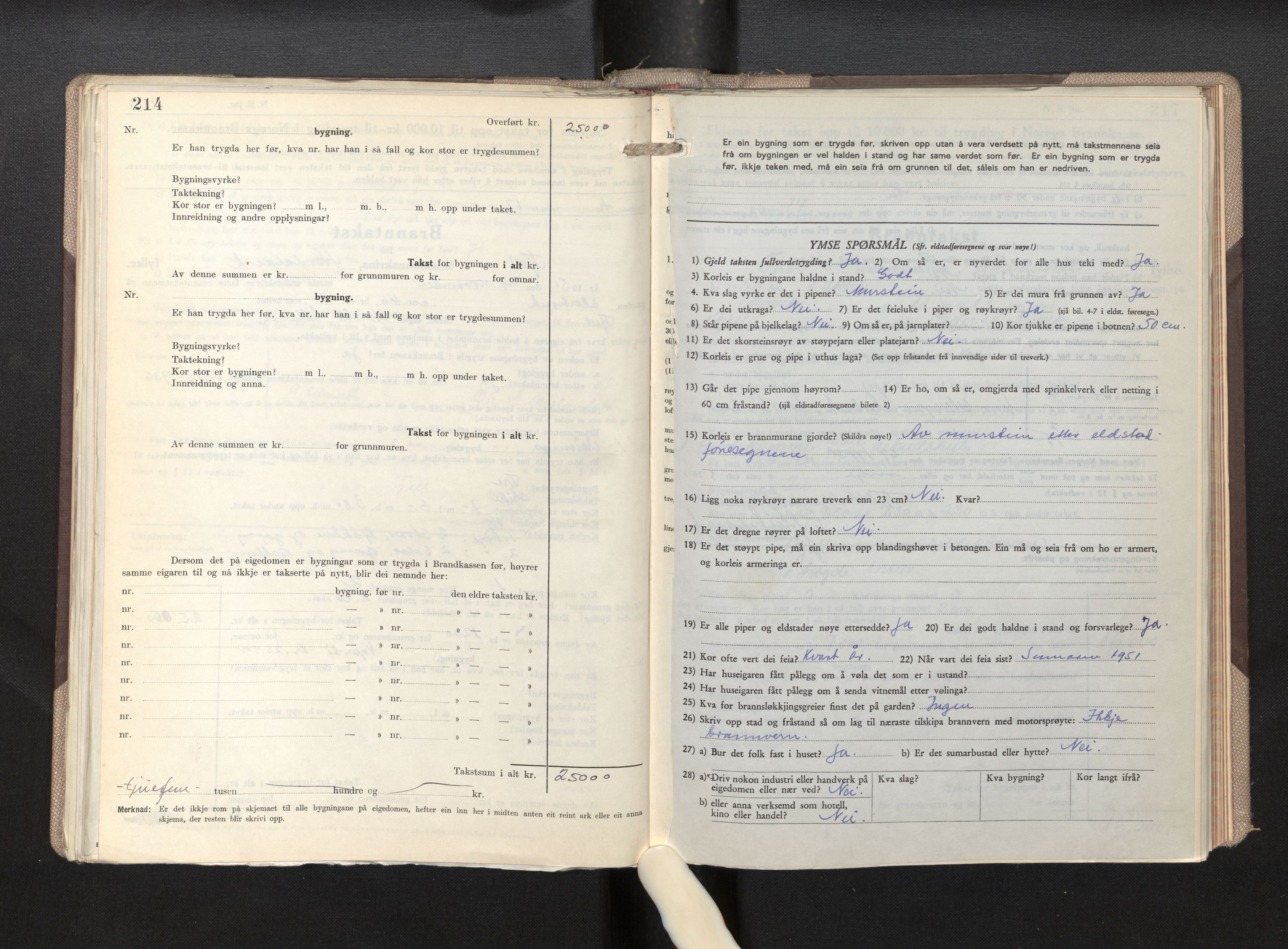 Lensmannen i Fjell, AV/SAB-A-32301/0012/L0007: Branntakstprotokoll, skjematakst, 1946-1955, p. 214-215