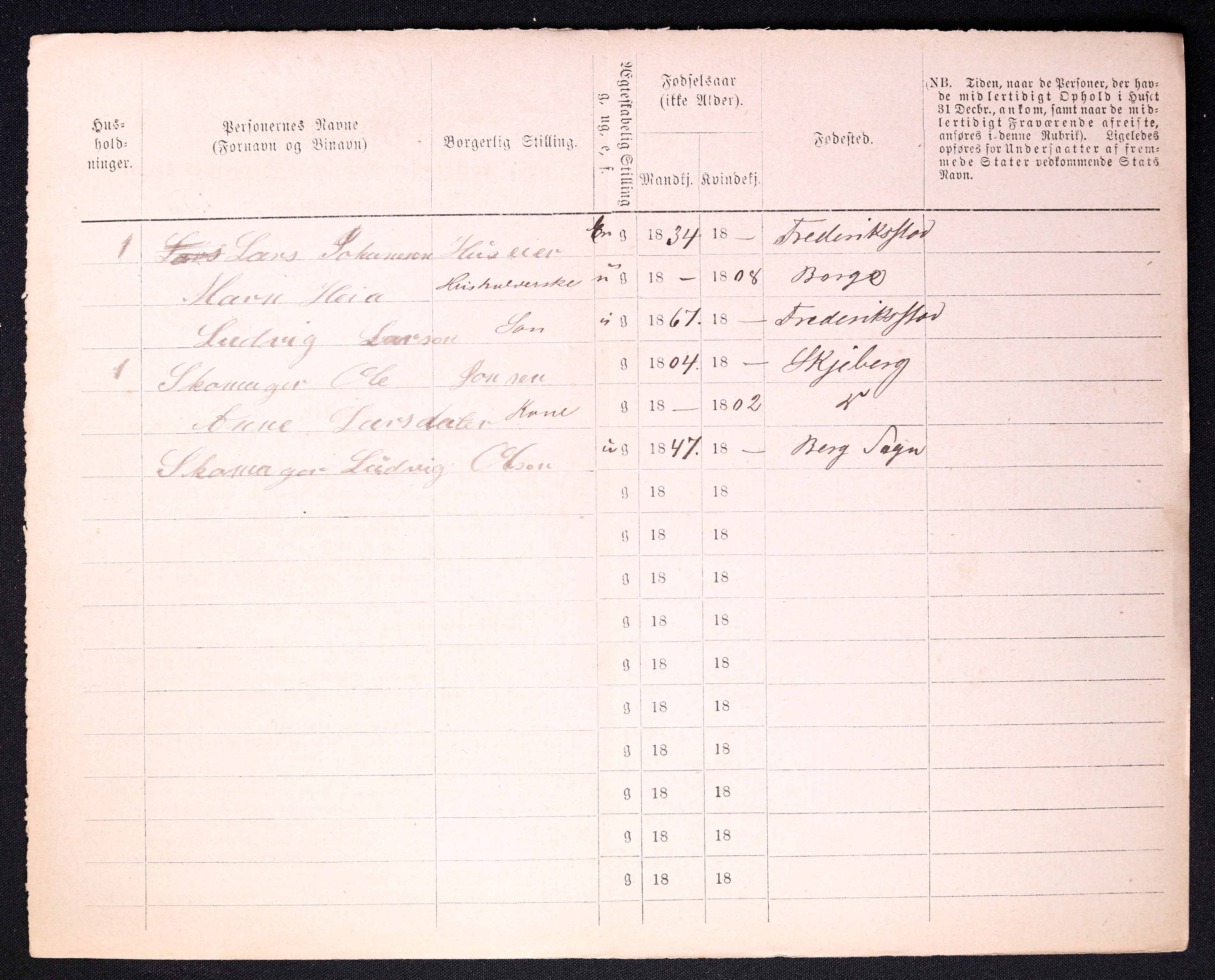 RA, 1870 census for 0103 Fredrikstad, 1870, p. 1454