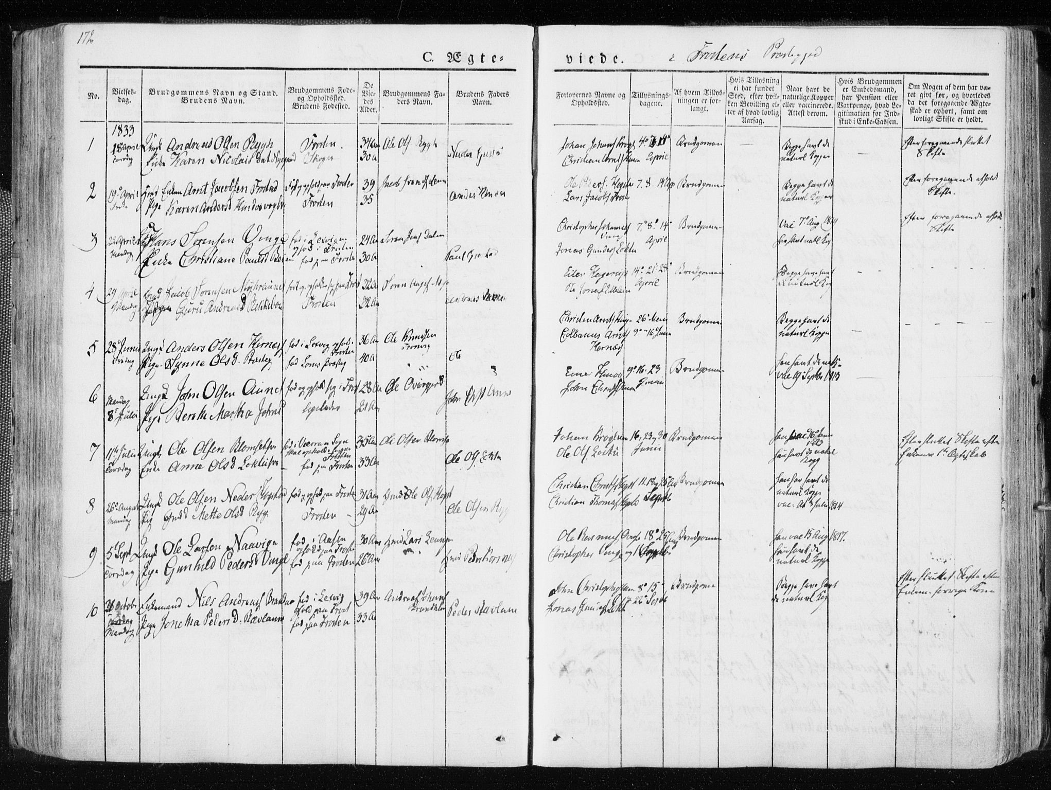 Ministerialprotokoller, klokkerbøker og fødselsregistre - Nord-Trøndelag, SAT/A-1458/713/L0114: Parish register (official) no. 713A05, 1827-1839, p. 172
