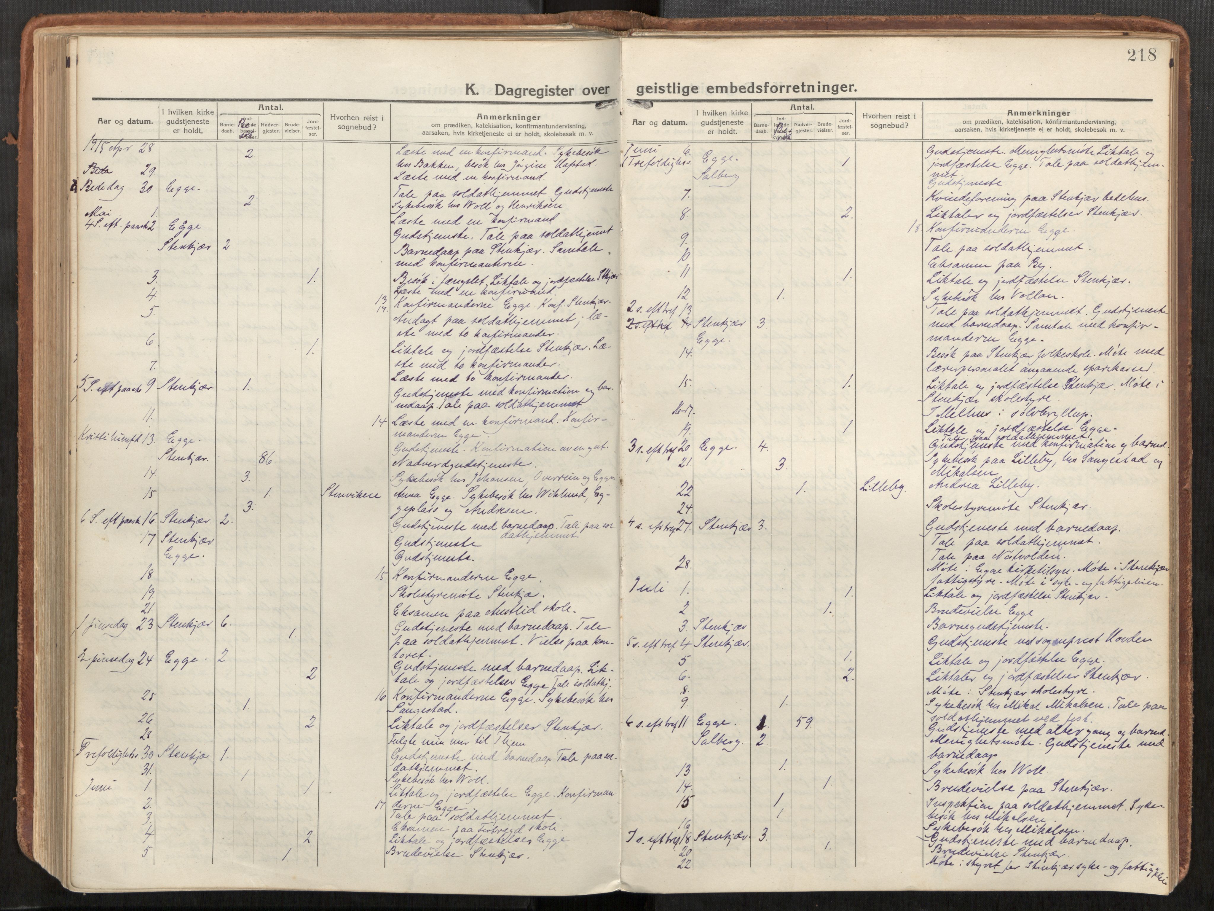 Steinkjer sokneprestkontor, SAT/A-1541/01/H/Ha/Haa/L0003: Parish register (official) no. 3, 1913-1922, p. 218