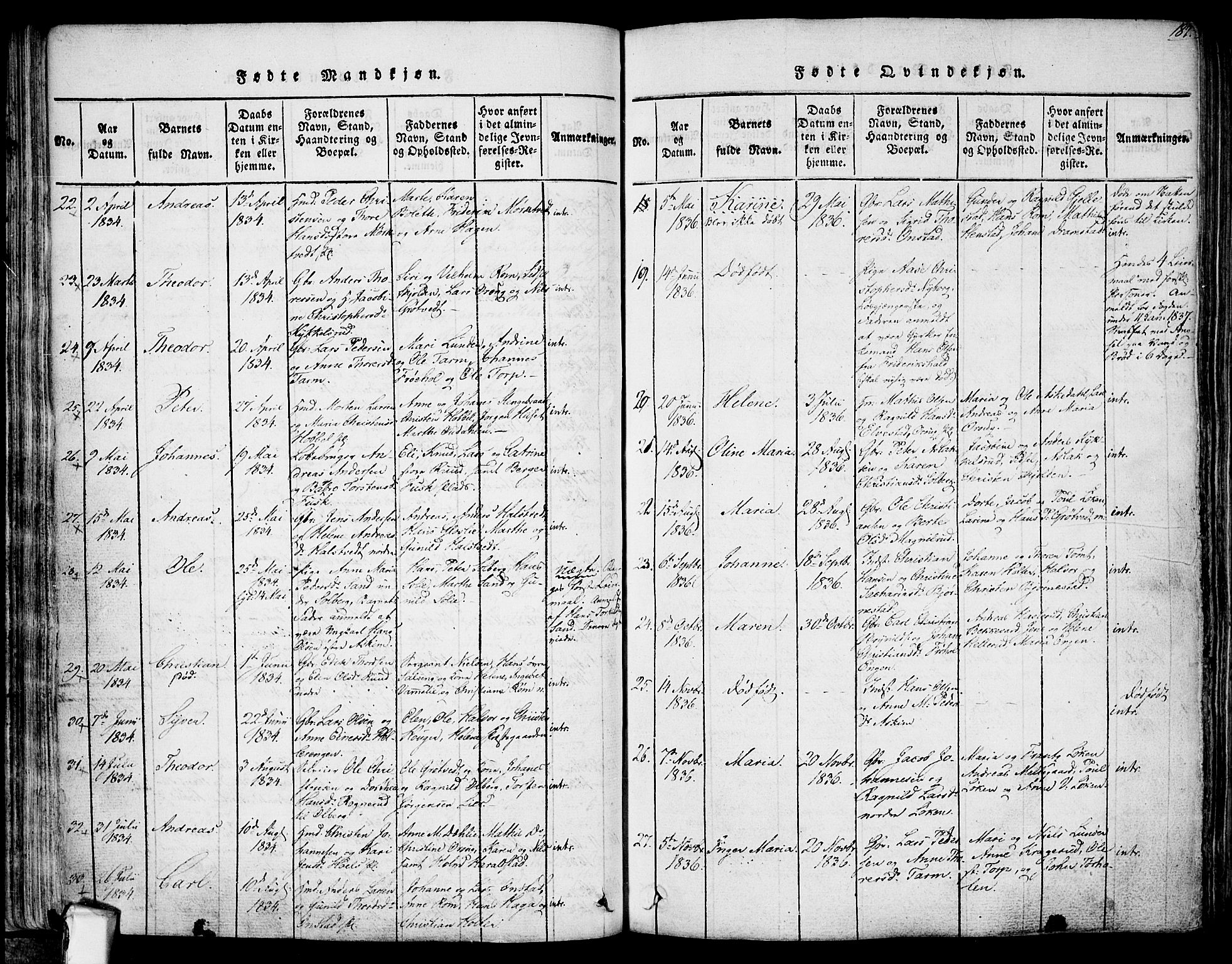 Askim prestekontor Kirkebøker, SAO/A-10900/F/Fa/L0004: Parish register (official) no. 4, 1817-1846, p. 186-187