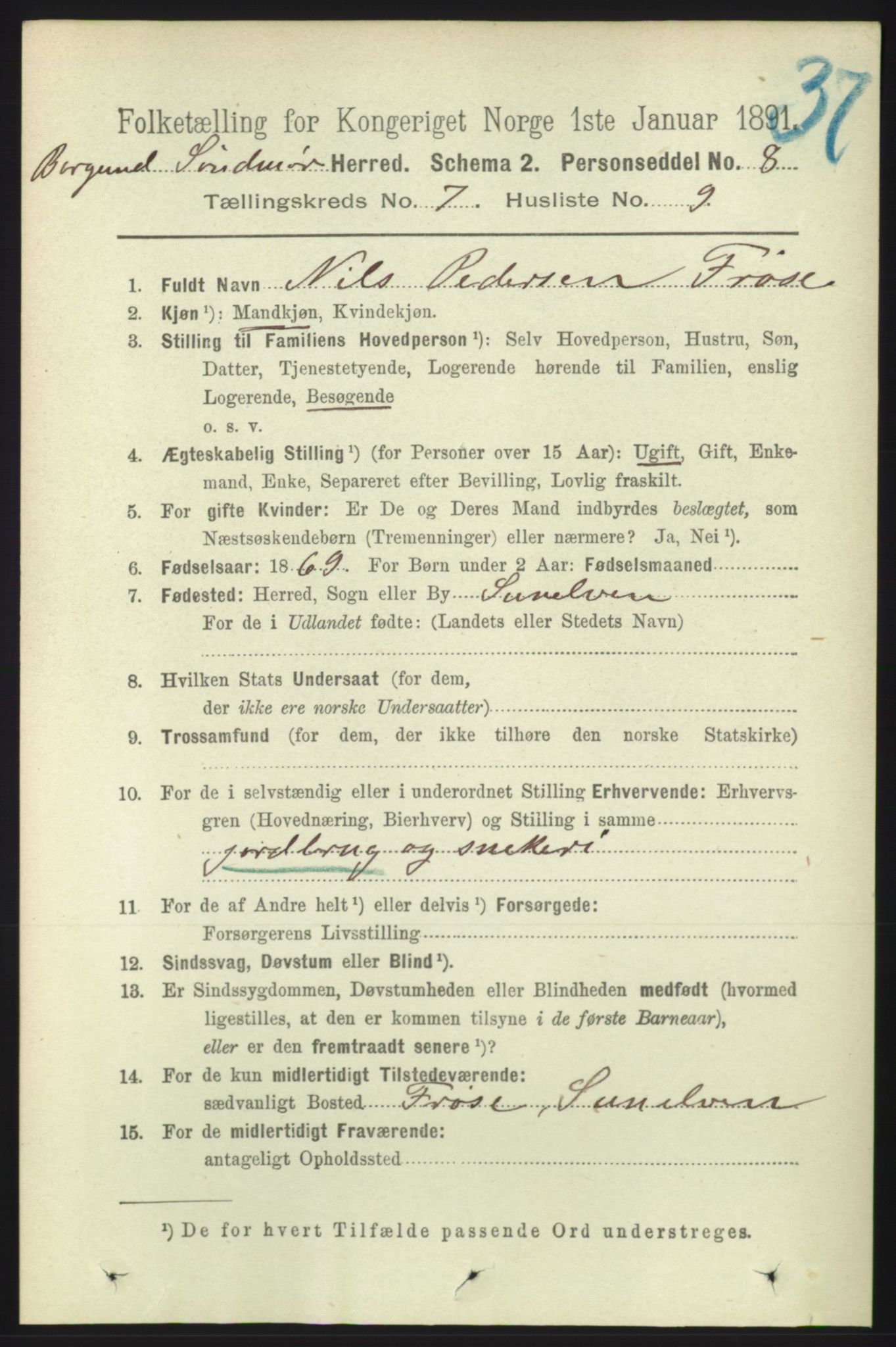 RA, 1891 census for 1531 Borgund, 1891, p. 1918