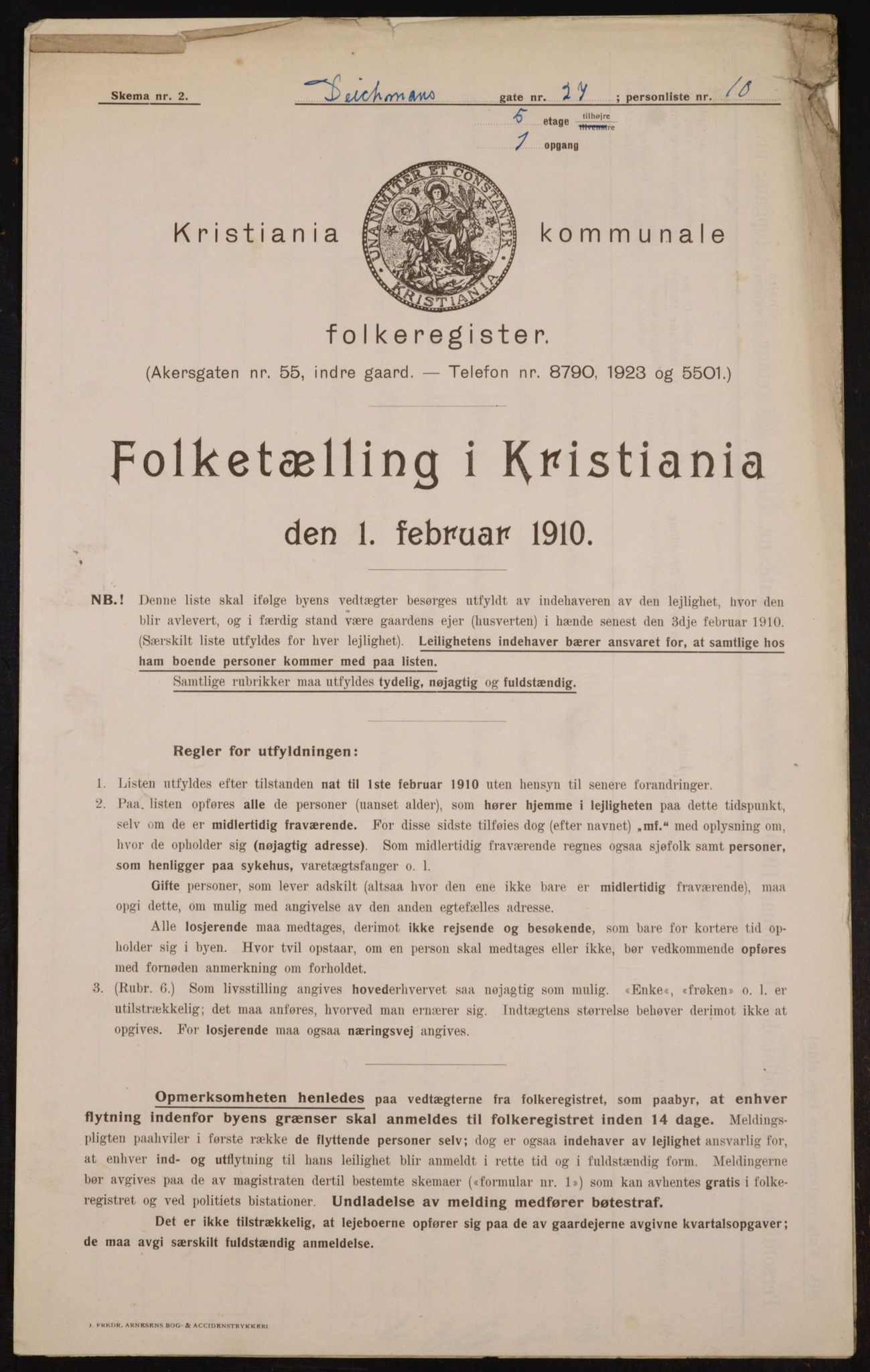 OBA, Municipal Census 1910 for Kristiania, 1910, p. 15141