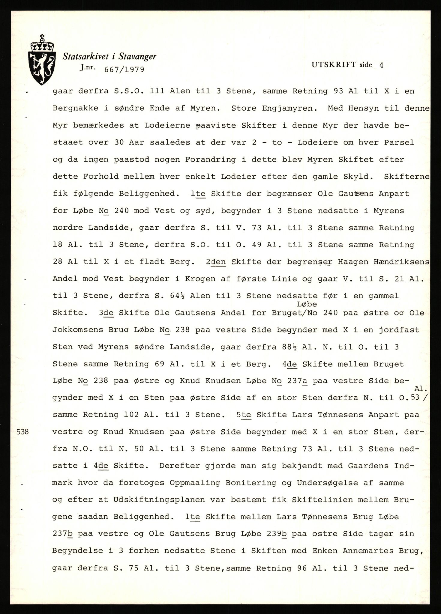 Statsarkivet i Stavanger, SAST/A-101971/03/Y/Yj/L0049: Avskrifter sortert etter gårdsnavn: Kro - Kvamme, 1750-1930, p. 235