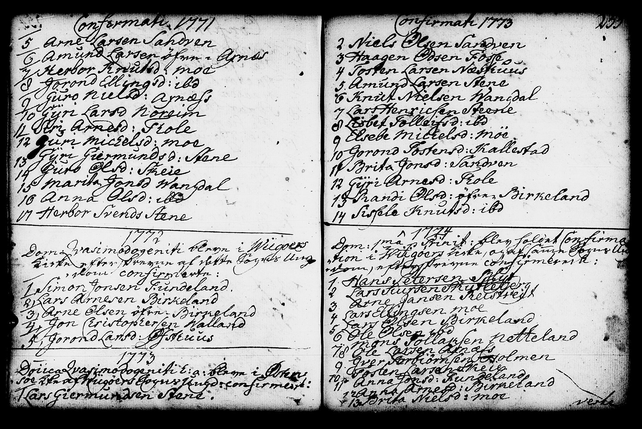 Kvam sokneprestembete, SAB/A-76201/H/Haa: Parish register (official) no. A 3, 1743-1795, p. 255