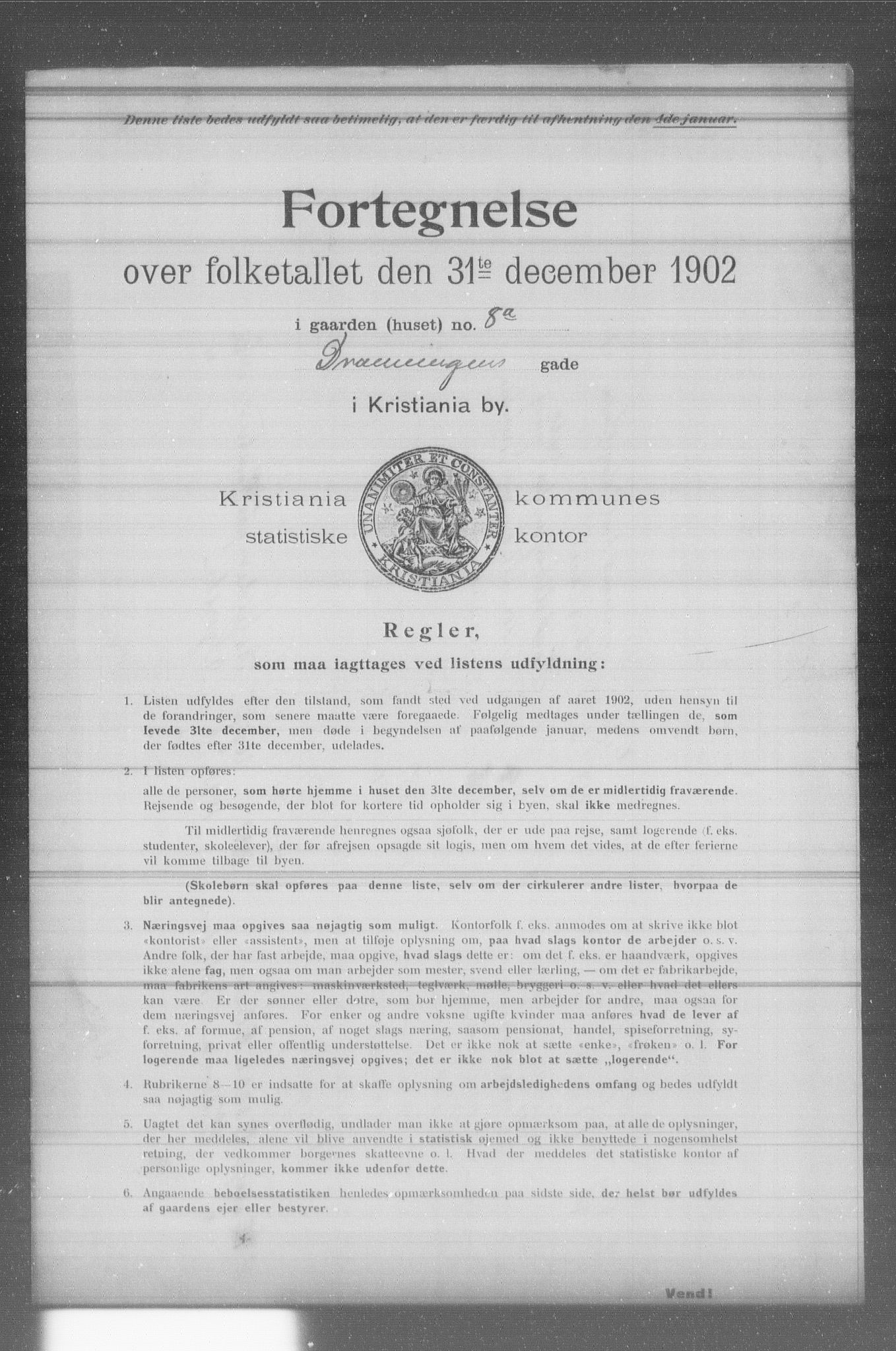 OBA, Municipal Census 1902 for Kristiania, 1902, p. 3303