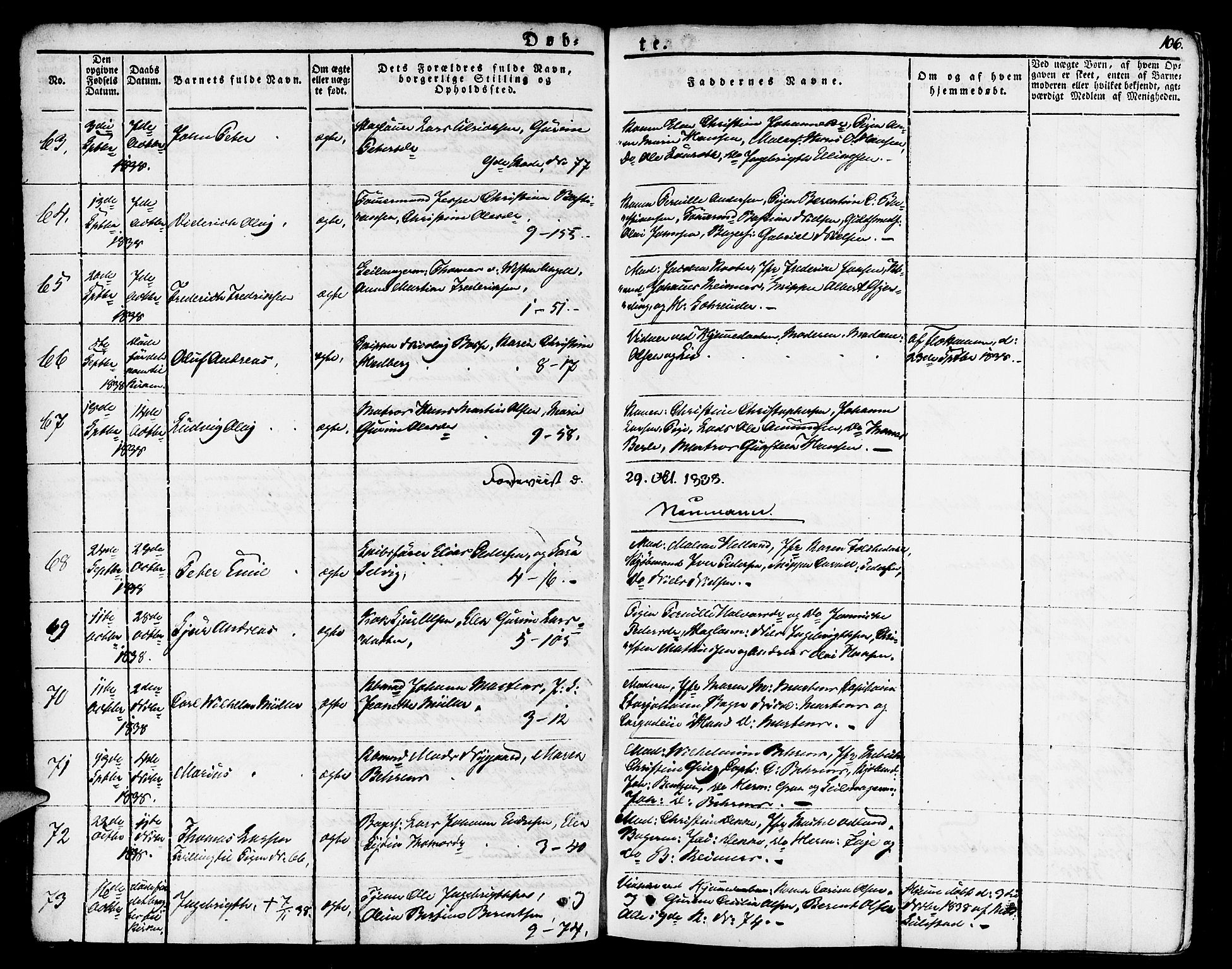 Nykirken Sokneprestembete, AV/SAB-A-77101/H/Haa/L0012: Parish register (official) no. A 12, 1821-1844, p. 106