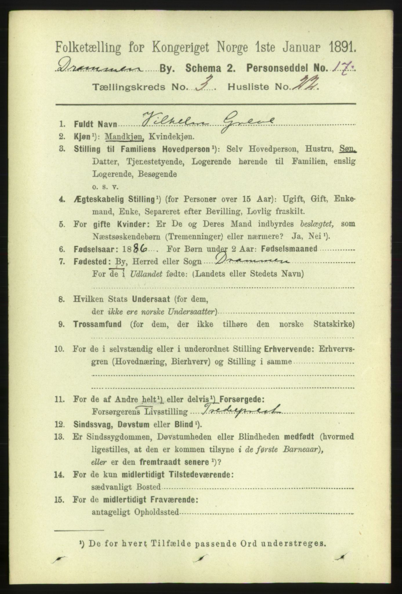 RA, 1891 census for 0602 Drammen, 1891, p. 5111