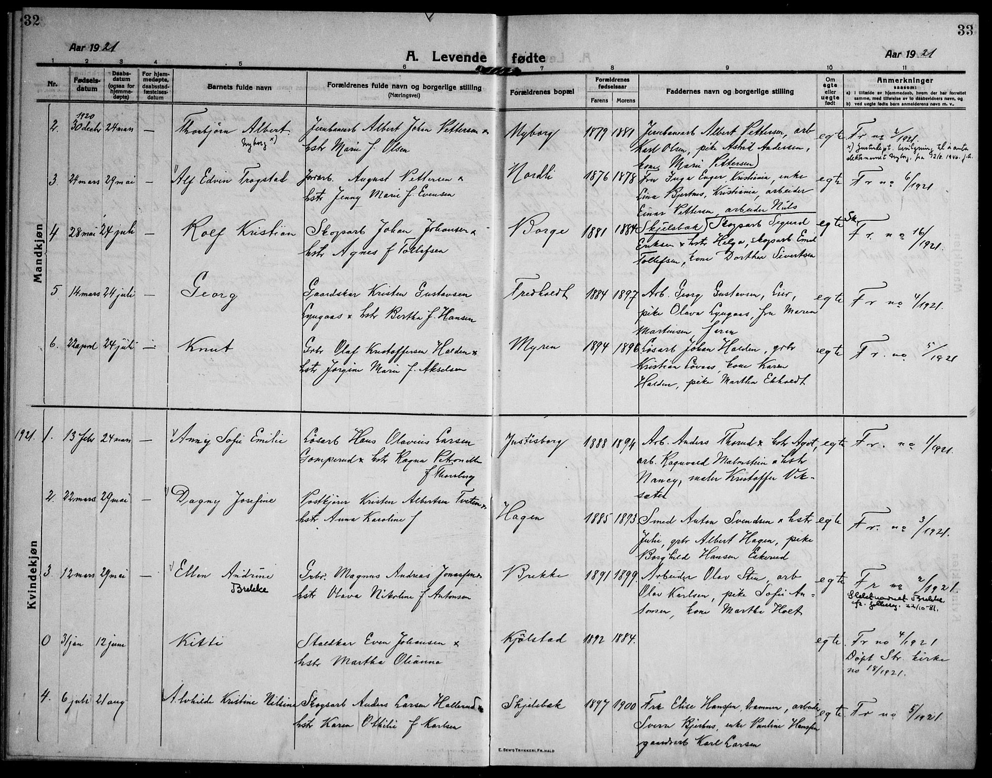 Skoger kirkebøker, AV/SAKO-A-59/F/Fb/L0002: Parish register (official) no. II 2, 1914-1941, p. 32-33