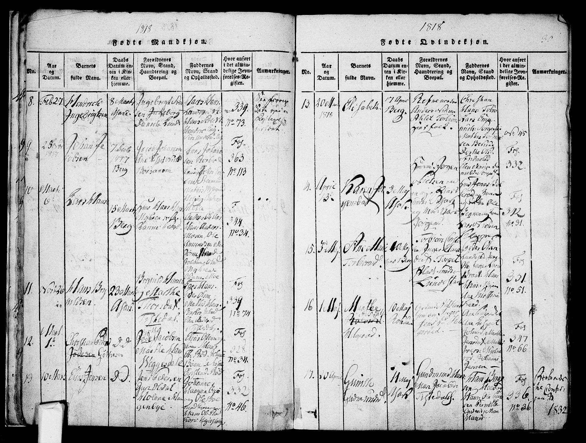 Berg prestekontor Kirkebøker, SAO/A-10902/F/Fa/L0002: Parish register (official) no. I 2, 1815-1831, p. 30