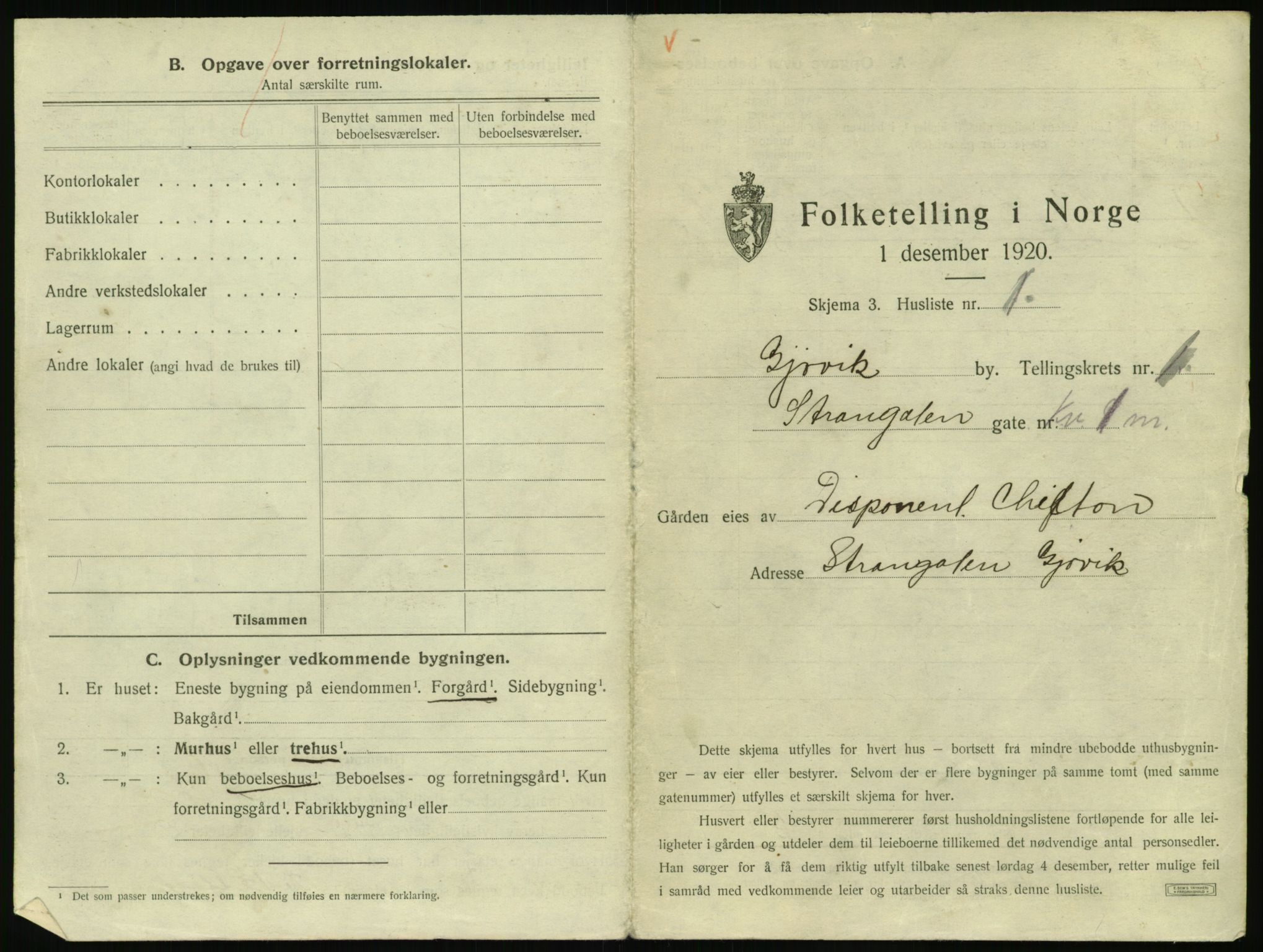 SAH, 1920 census for Gjøvik, 1920, p. 28