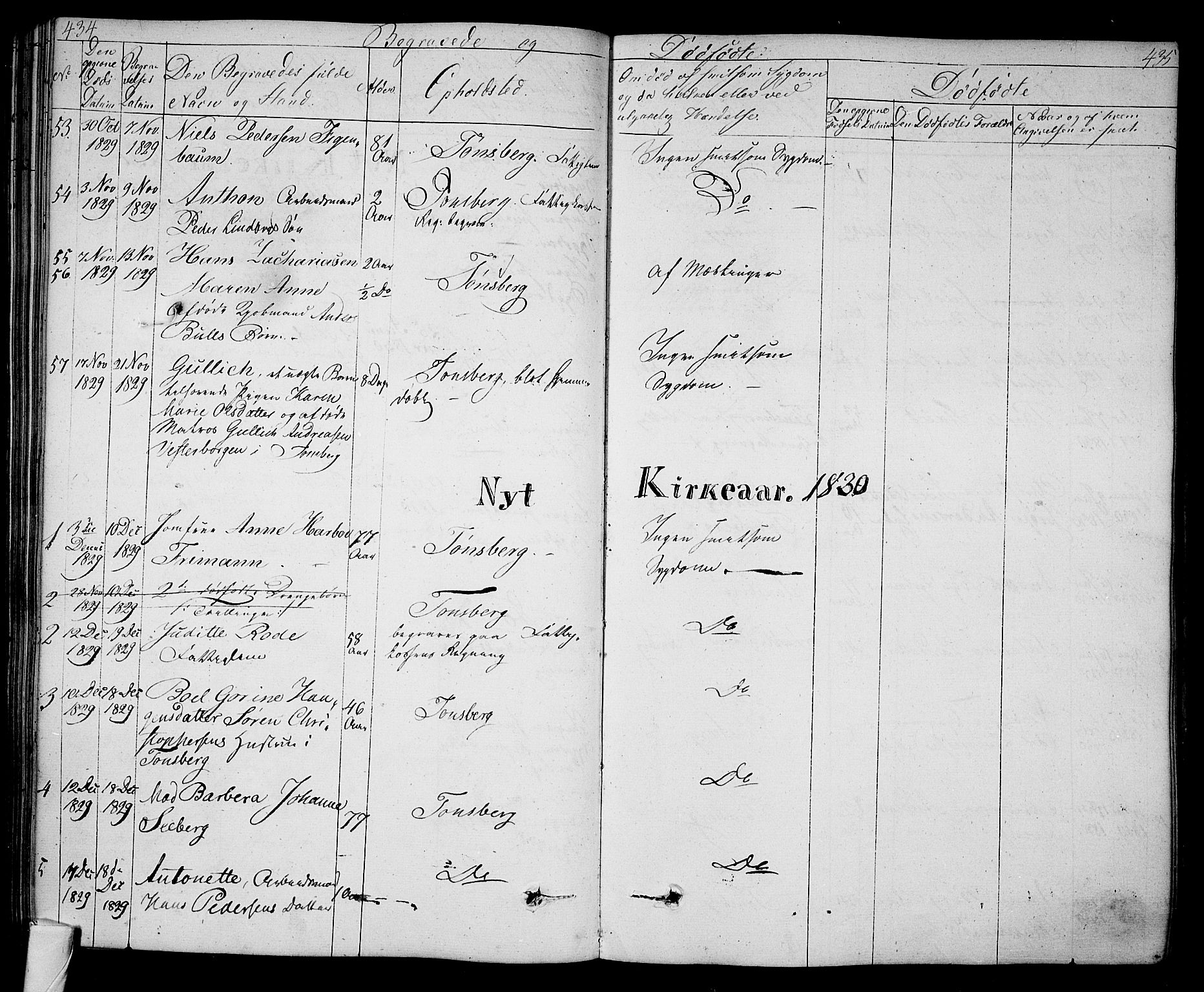 Tønsberg kirkebøker, AV/SAKO-A-330/F/Fa/L0005: Parish register (official) no. I 5, 1827-1836, p. 434-435