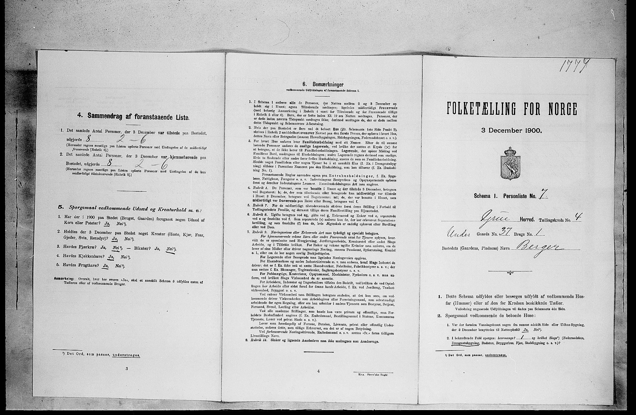 SAH, 1900 census for Grue, 1900, p. 764