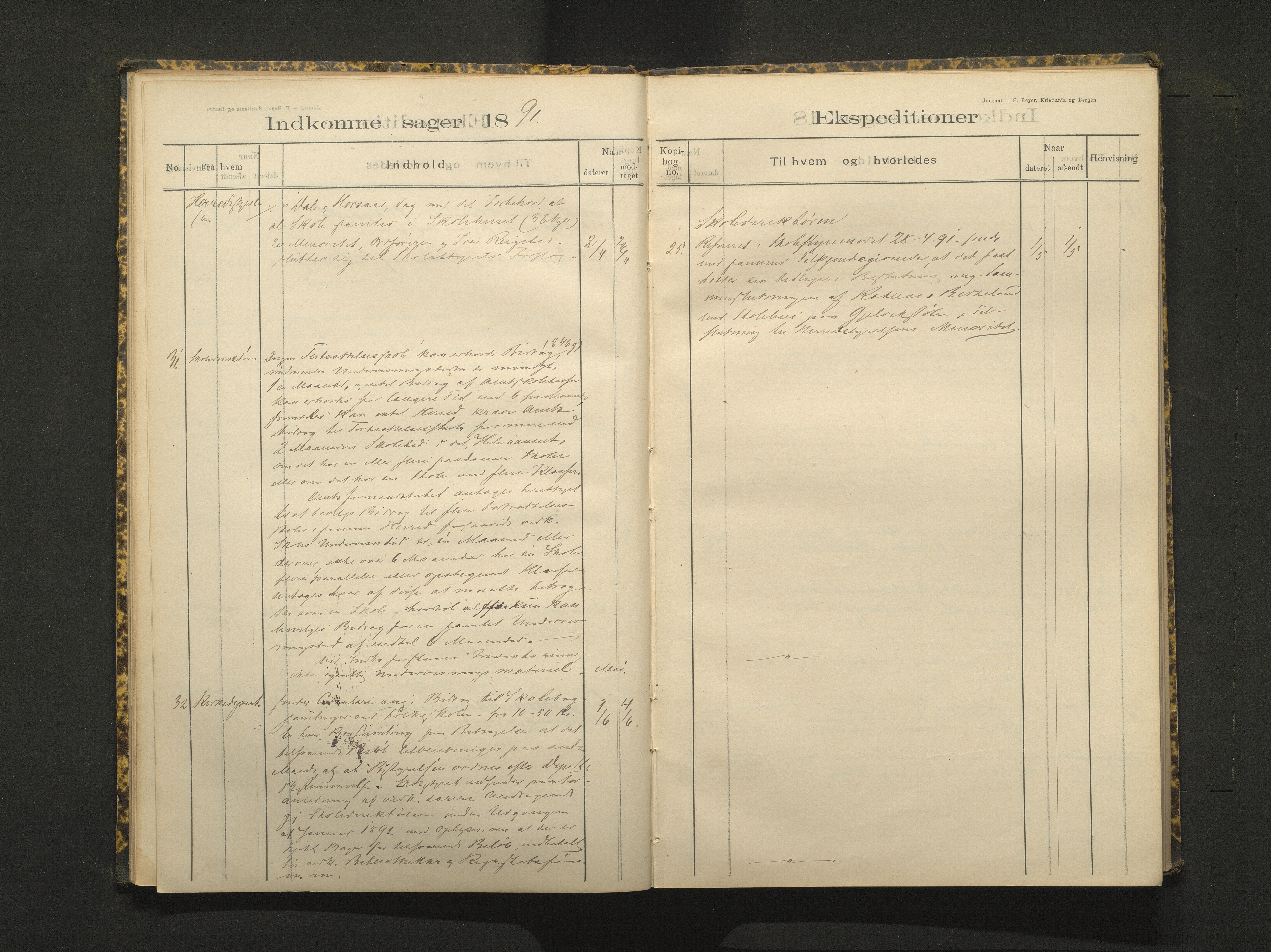 Hamre kommune. Skulestyret, IKAH/1254-211/C/Ca/L0002: Postjournal for Hamre skulestyre, 1890-1901
