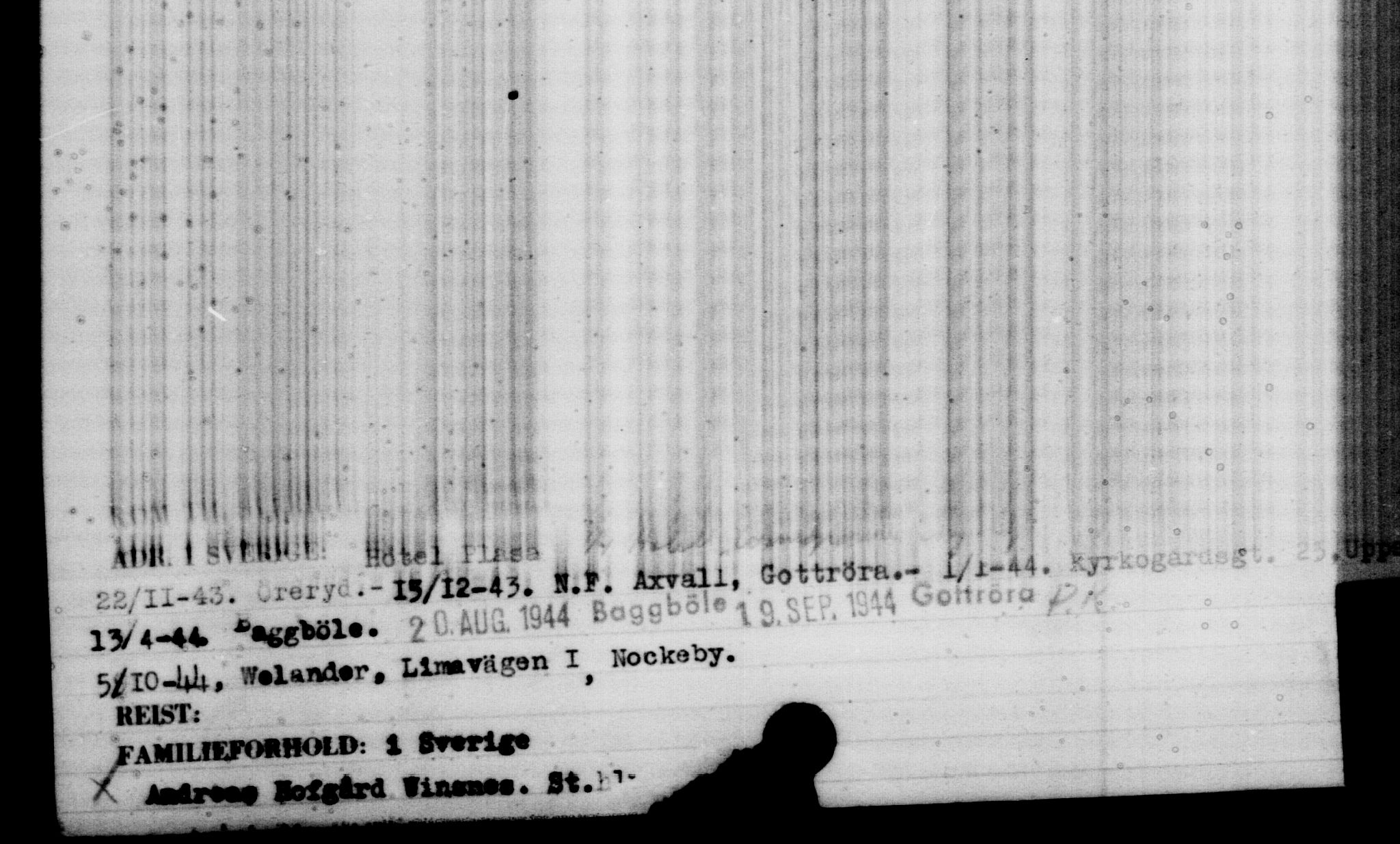 Utenriksstasjonene, Legasjonen i Stockholm, Flyktningkontoret, AV/RA-S-6753/V/Va/L0004: Kjesäterkartoteket, flyktninger med registreringsnr. 3496-6610, 1940-1945, p. 3608